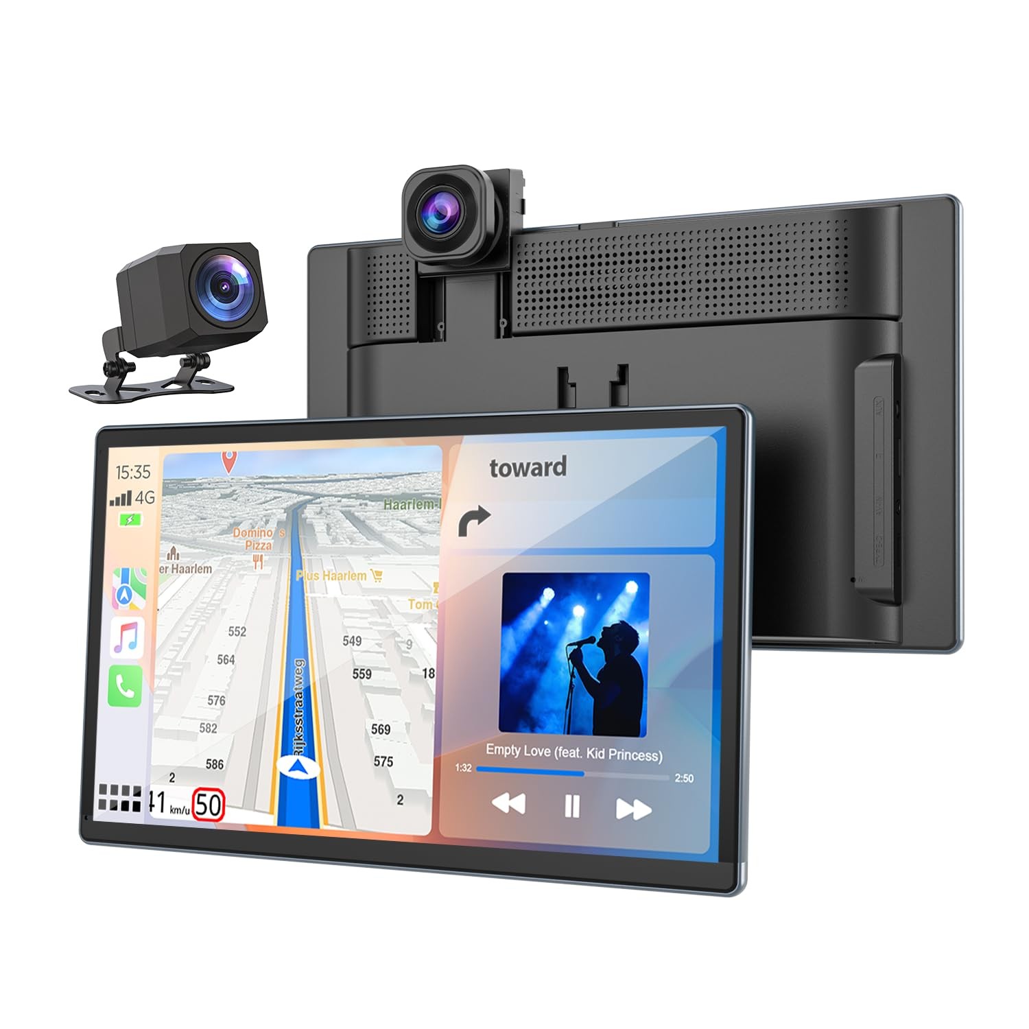Volam 9 Wireless Carplay Screen for Car with 2.5K + 1080P Dash cam and Backup…