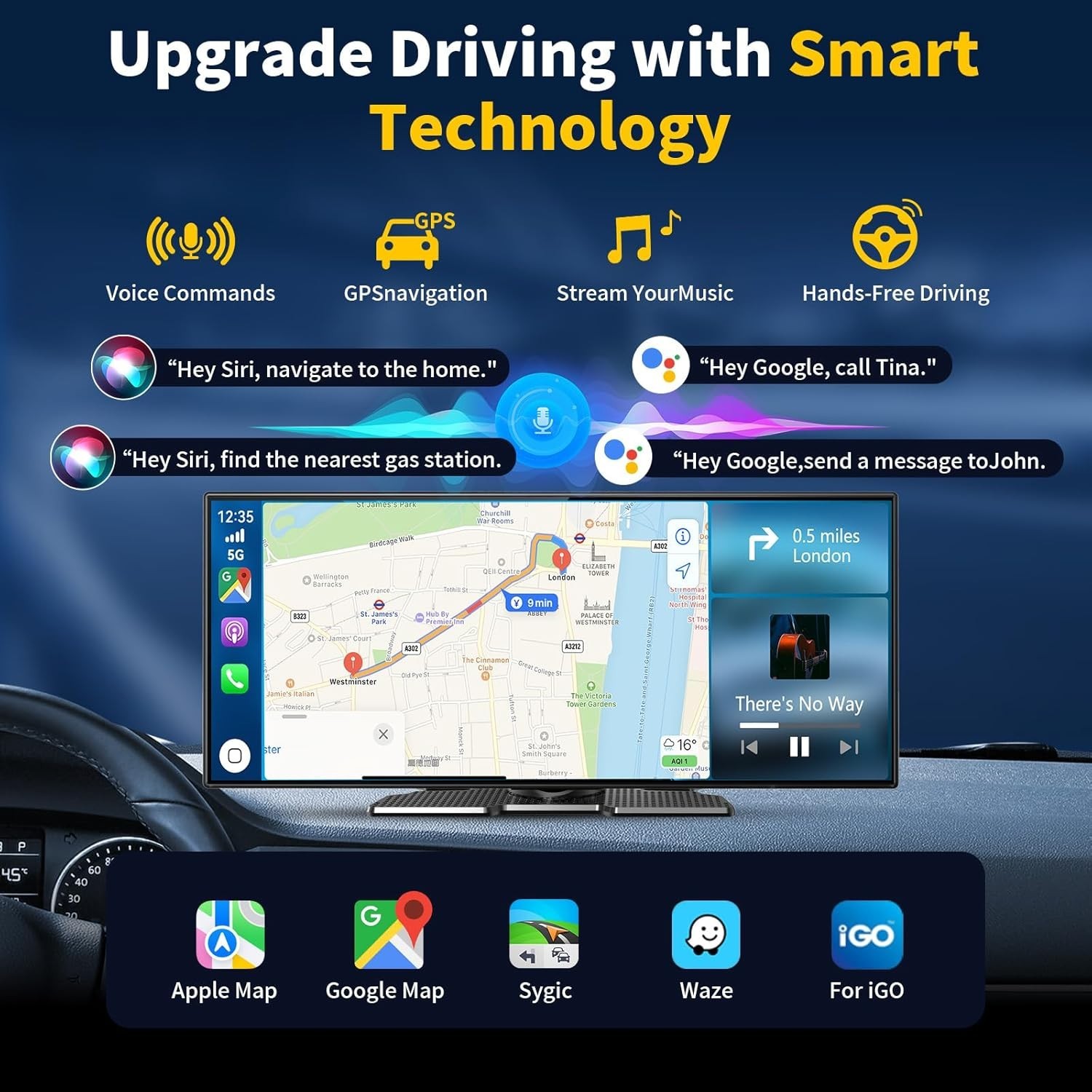 11.5″ Largest Wireless Carplay HD Screen for Carplay & Android Auto Car Stereo w