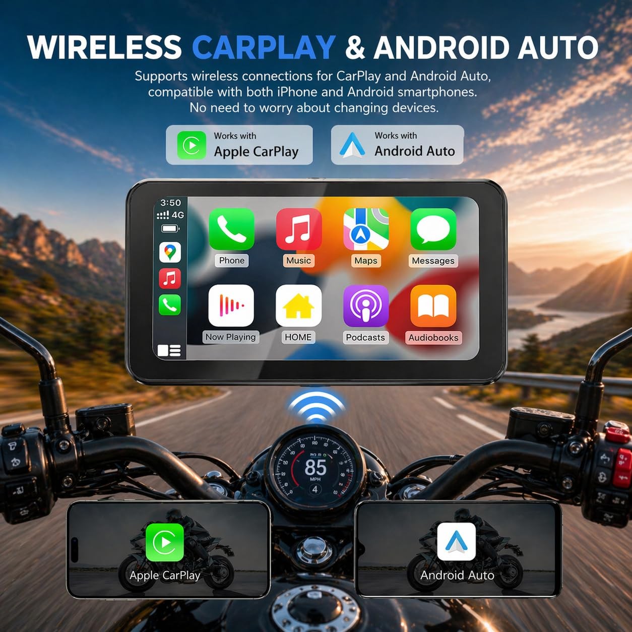 Spedal Motorcycle CarPlay Screen 6.25″, Wireless Apple CarPlay & Android Auto…