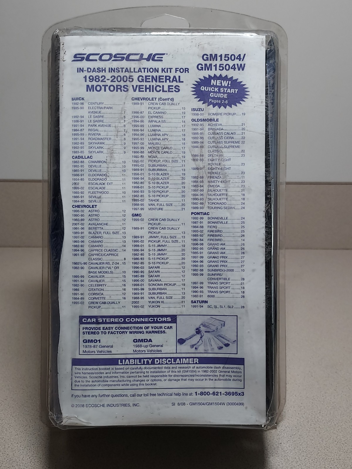 New Scosche #GM1504W Car Stereo Dash Install Kit (1982-2005 GM) (Sealed Package)