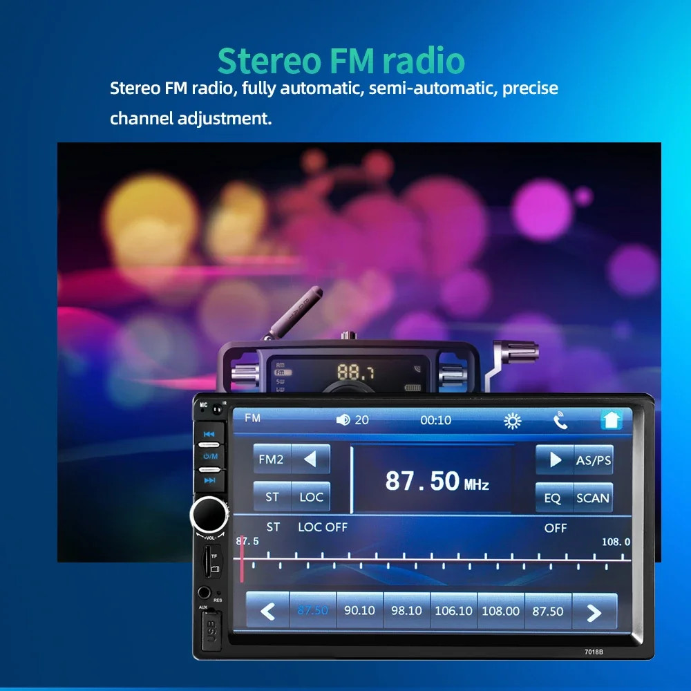 2 DIN 7″ HD Car Stereo FM Radio MP5 Player Bluetooth Touch Screen Rear Camera