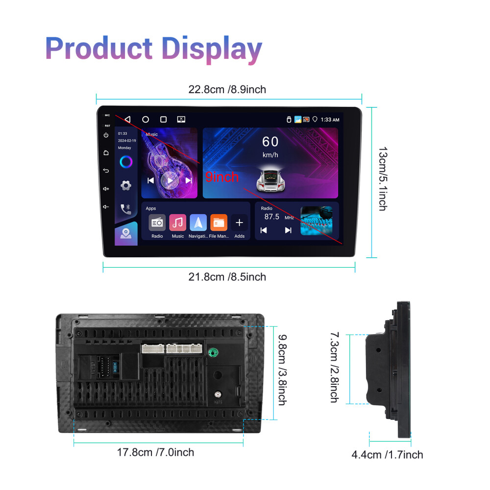 4G+64GB Apple Carplay Car Stereo Radio Android 13.0 GPS Navi WIFI FM RDS Camera