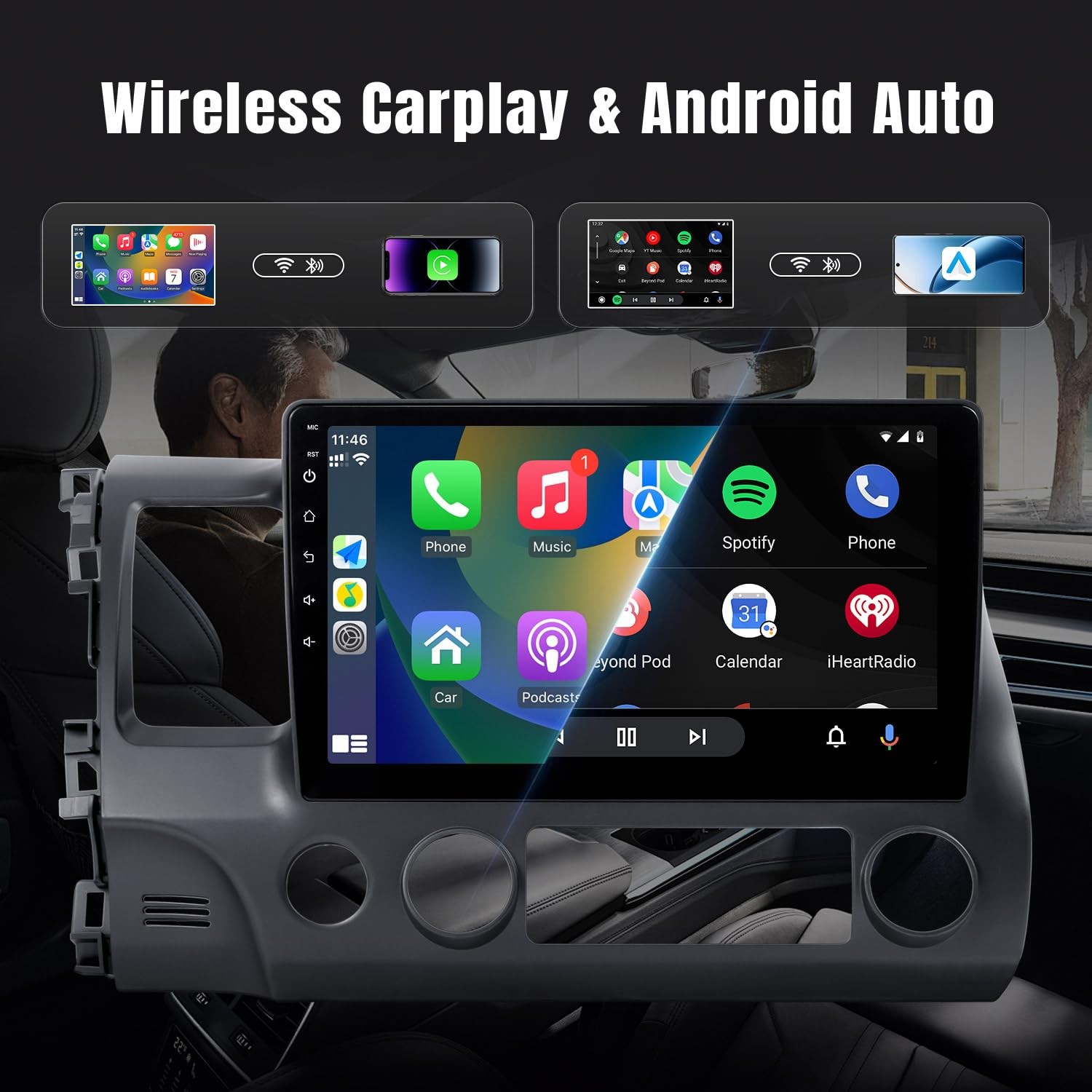 Leadfan Car Radio Honda Civic 2006 2007 2008 2009 2010 2011 Stereo Wireless