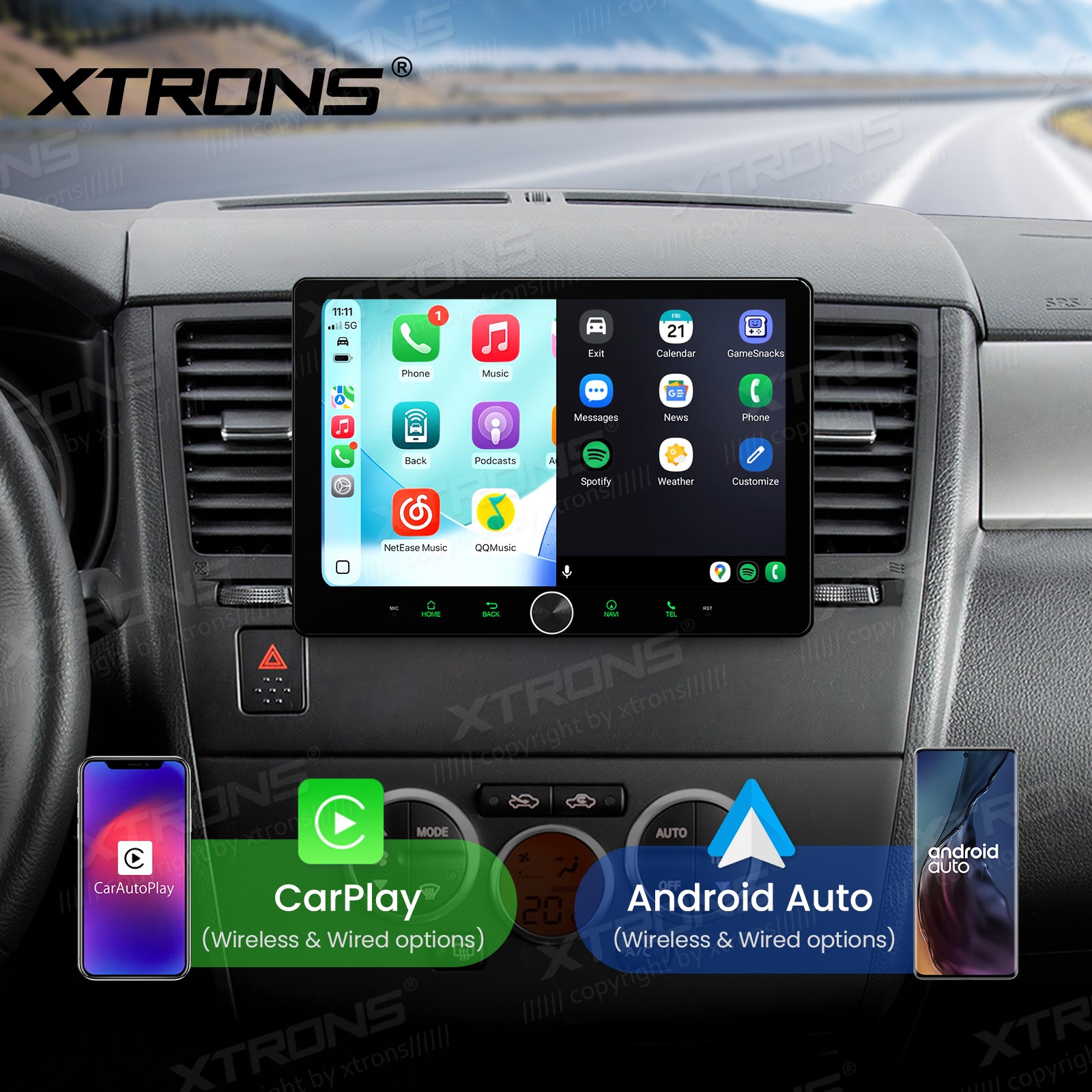 10.1″ QLED 2 DIN AI NPU Android 14 Car Radio Stereo 4+64G CarPlay ADAS Dash CAM