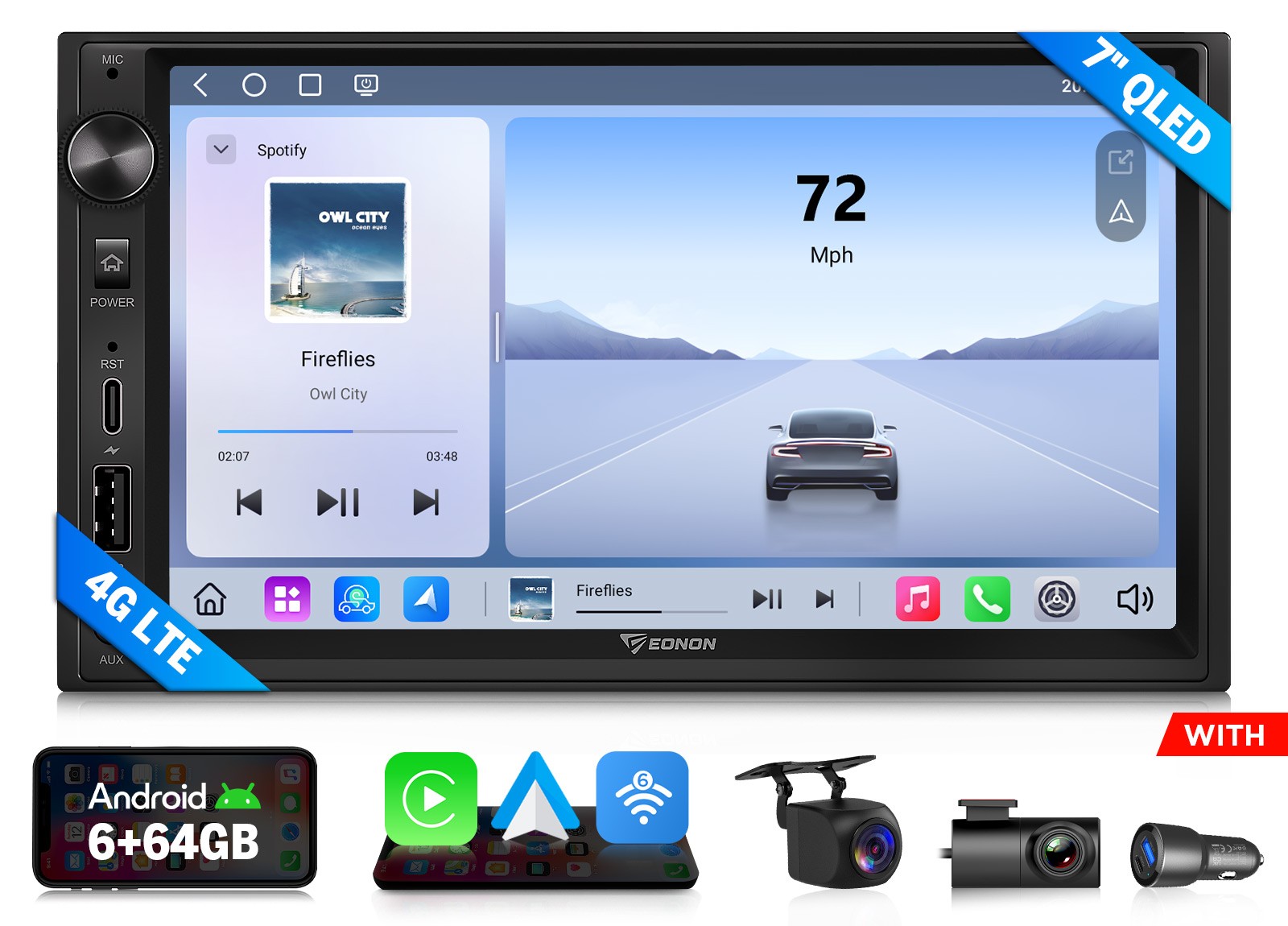 UX6S2 Android 13 7″ QLED 8Core 6+64 2 DIN Car Stereo Head Unit Apple CarPlay GPS
