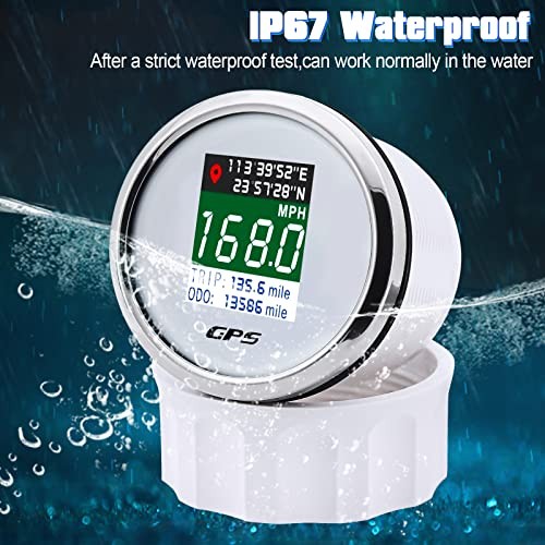 GPS Speedometer 2-1/16″ 52mm Digital Boat GPS Speedometer Gauge MPH Km/h White