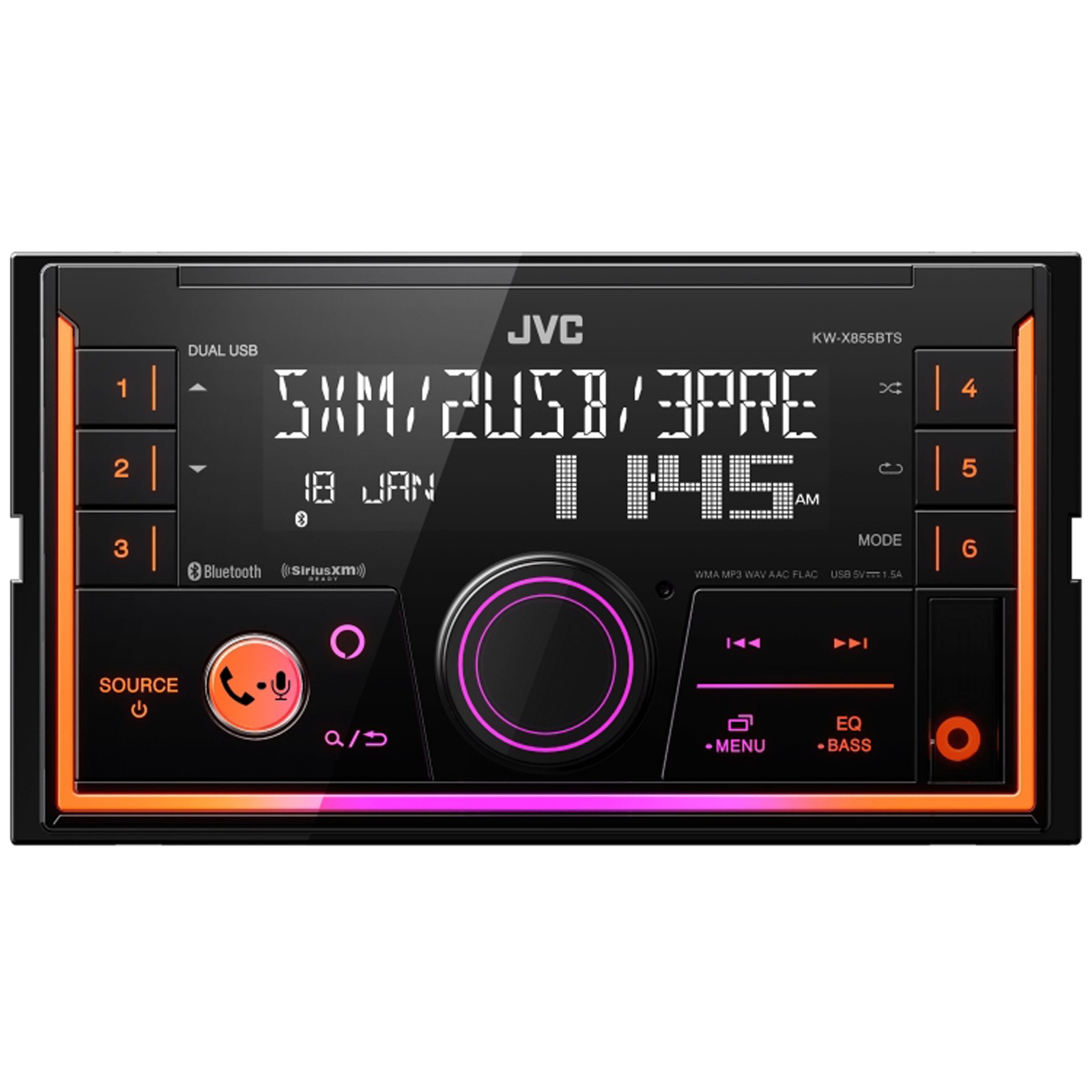 JVC KW-X855BTS 2-DIN Receiver Bluetooth SiriusXM Alexa Dual USB 13-Band EQ