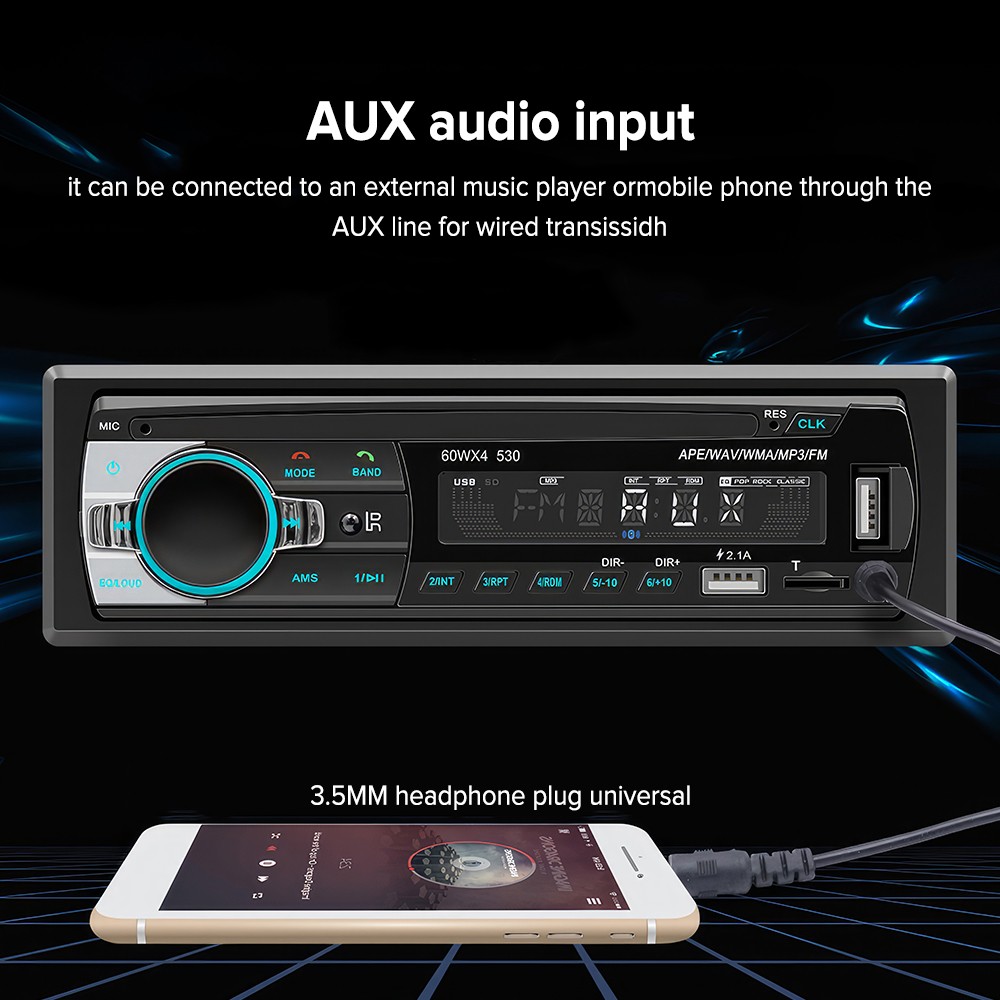 Bluetooth Car Stereo Audio In-Dash Aux Input Receiver SD USB MP3 Radio Player FM