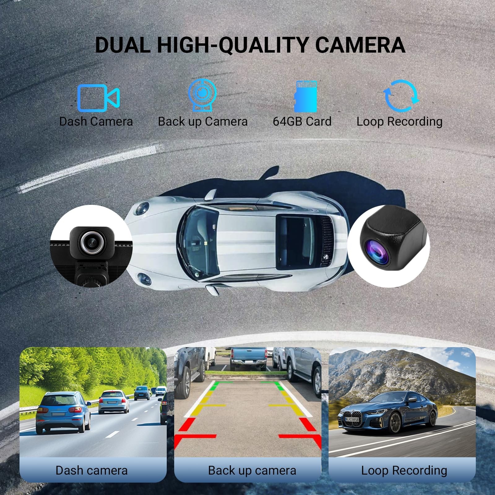 ‌10.26 Inch Wireless CarPlay & Android Auto Car Display with 1080P Dash Cam &…