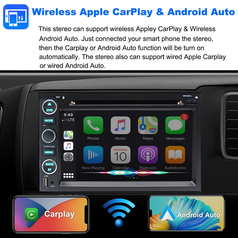 For Ford F150 F250 F350 Car DVD CD Player Stereo Radio with Carplay GPS Back Cam