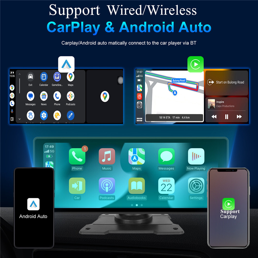 10.26 Inches Car Smart Screen Player Monitor AUX Cable Camera Adapter W/Mount