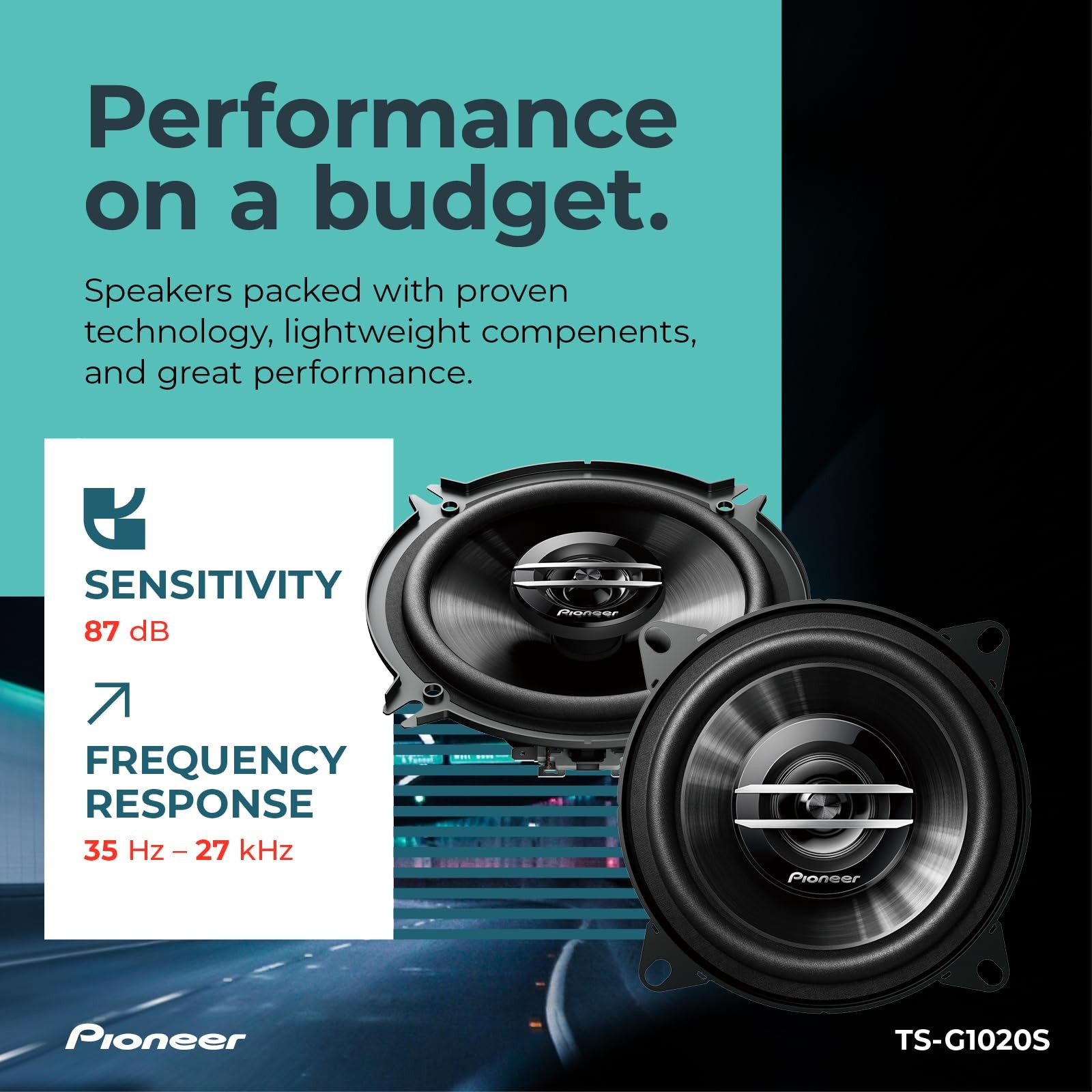 G-Series TS-G1020S 4” 2-Way Speakers (Pair) – 210W Max, Crisp Highs + Clear V…