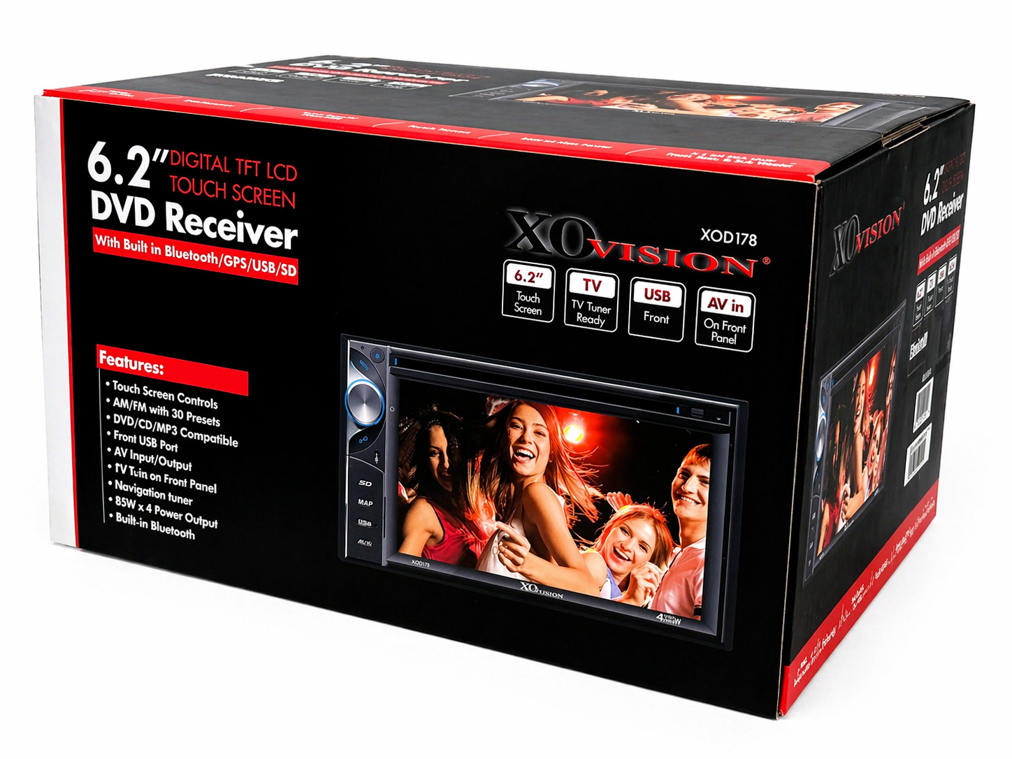 XO VISION 6.2″ double 2 DIN CD DVD MP3 USB Bluetooth Touchscreen car audio FM AM