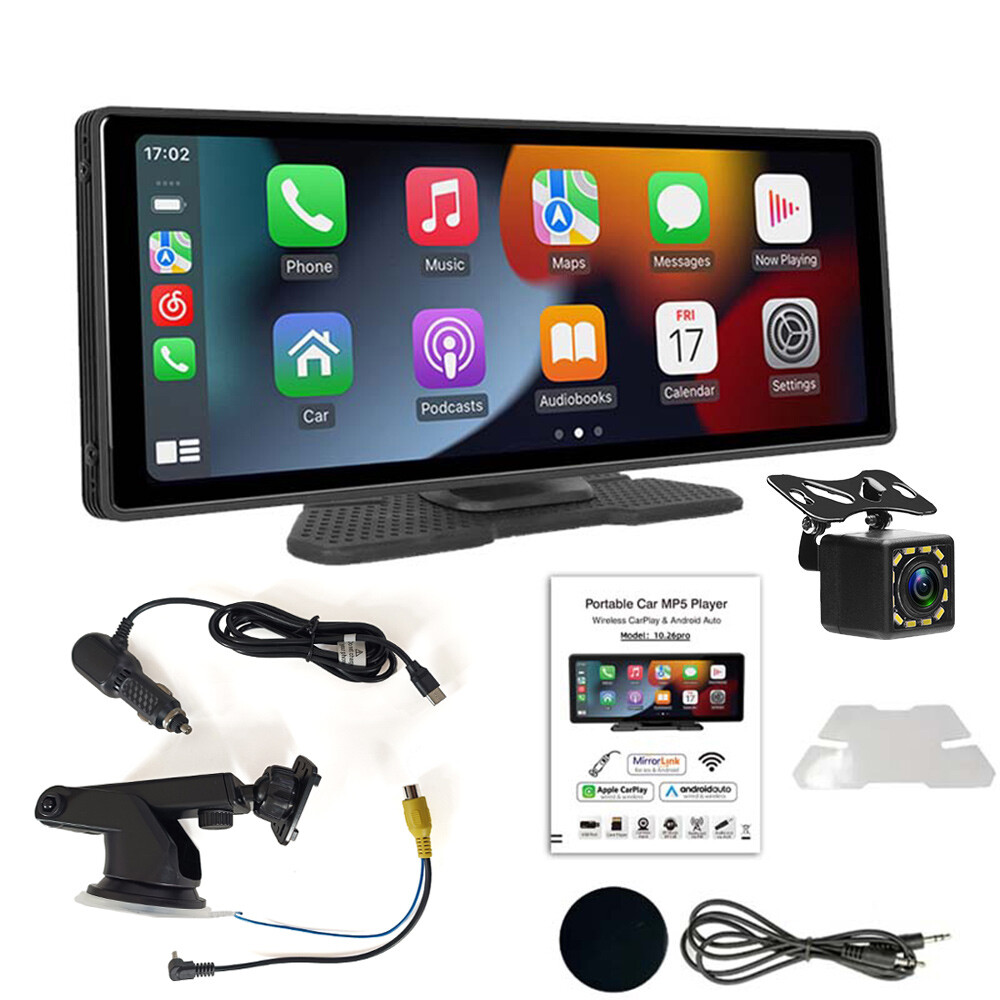 10.26″ Portable Car Radio Wireless Carplay Android Auto BT IPS Screen ReverseCam