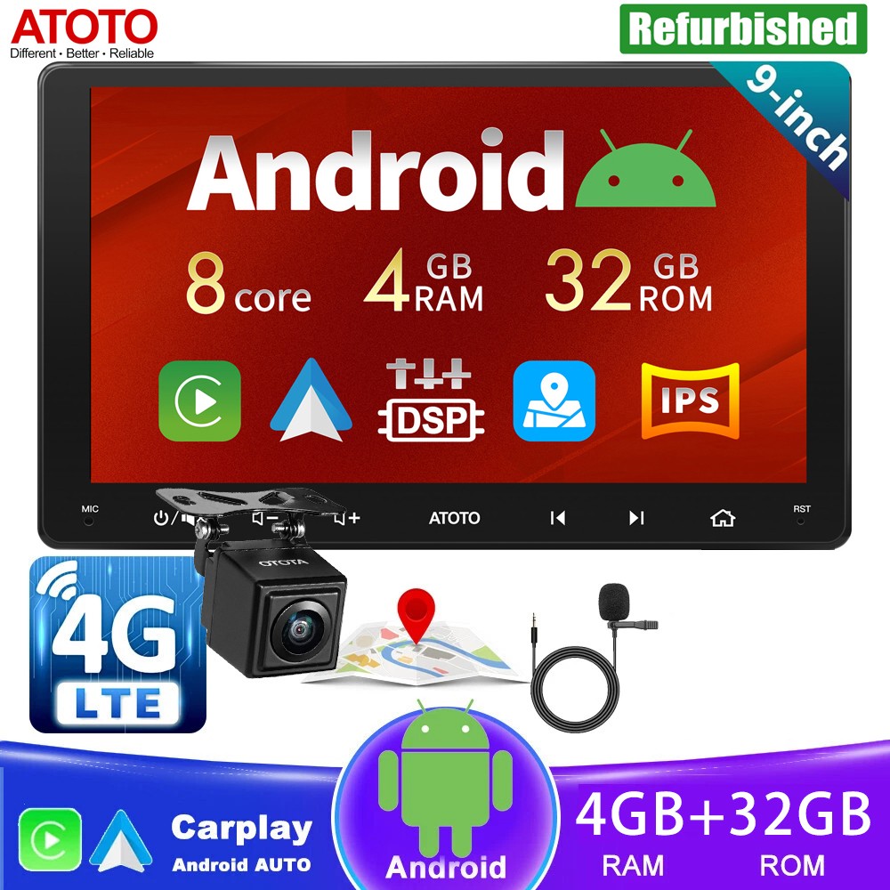 ATOTO S8 9″ Universal Android 4G+32G GPS Carplay Car Stereo Radio 4G LTE Camera