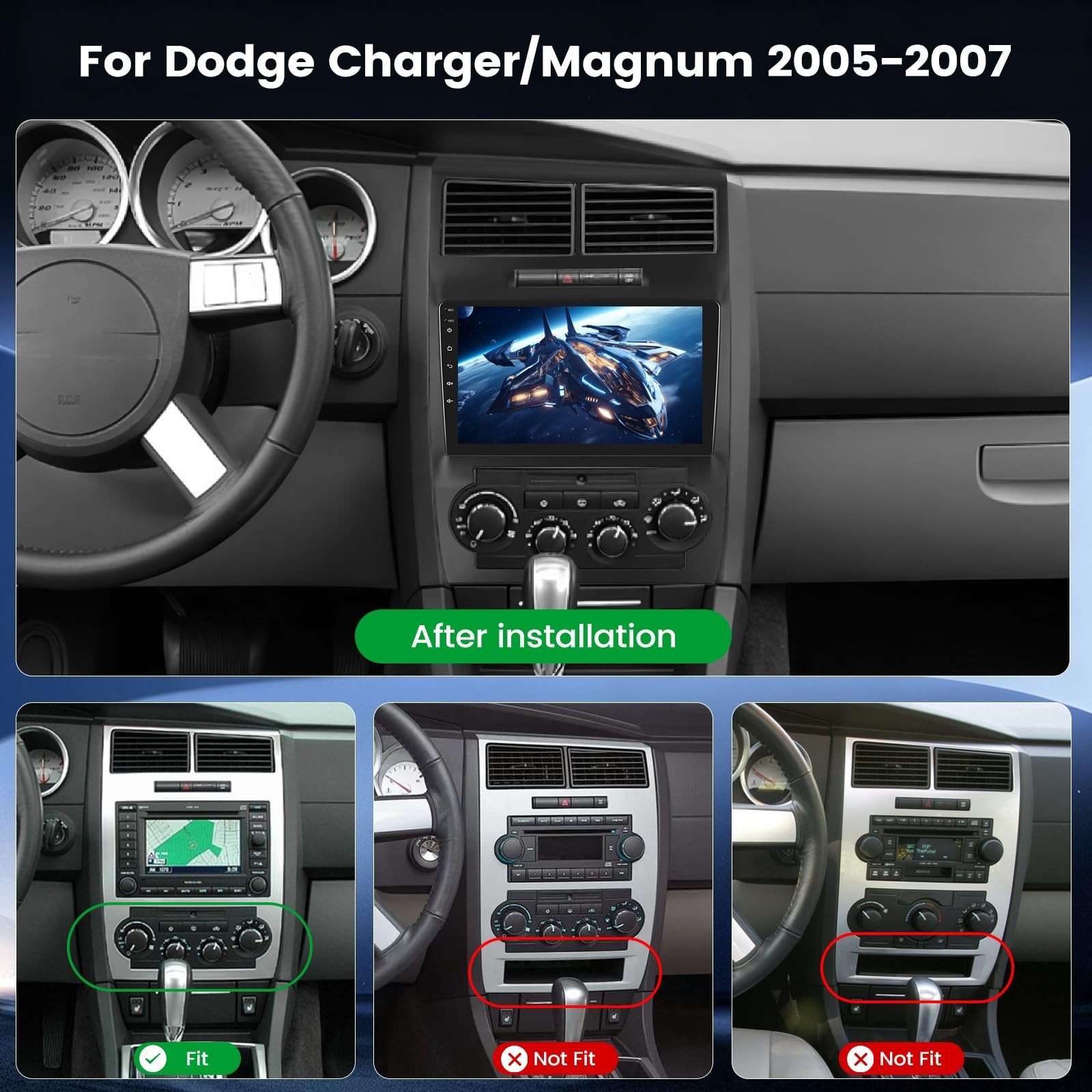 9″ IPS 1280×720 Android Radio for Dodge Charger/Magnum 2005-2007, 2G+64G Char…