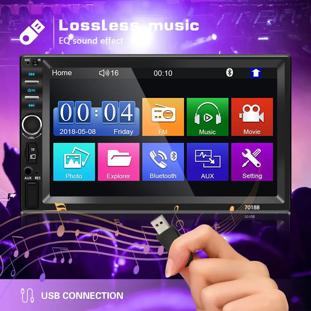 Car MP5 Player 7″ Double 2DIN Bluetooth Touch Screen Stereo Radio FM USB AUX TF