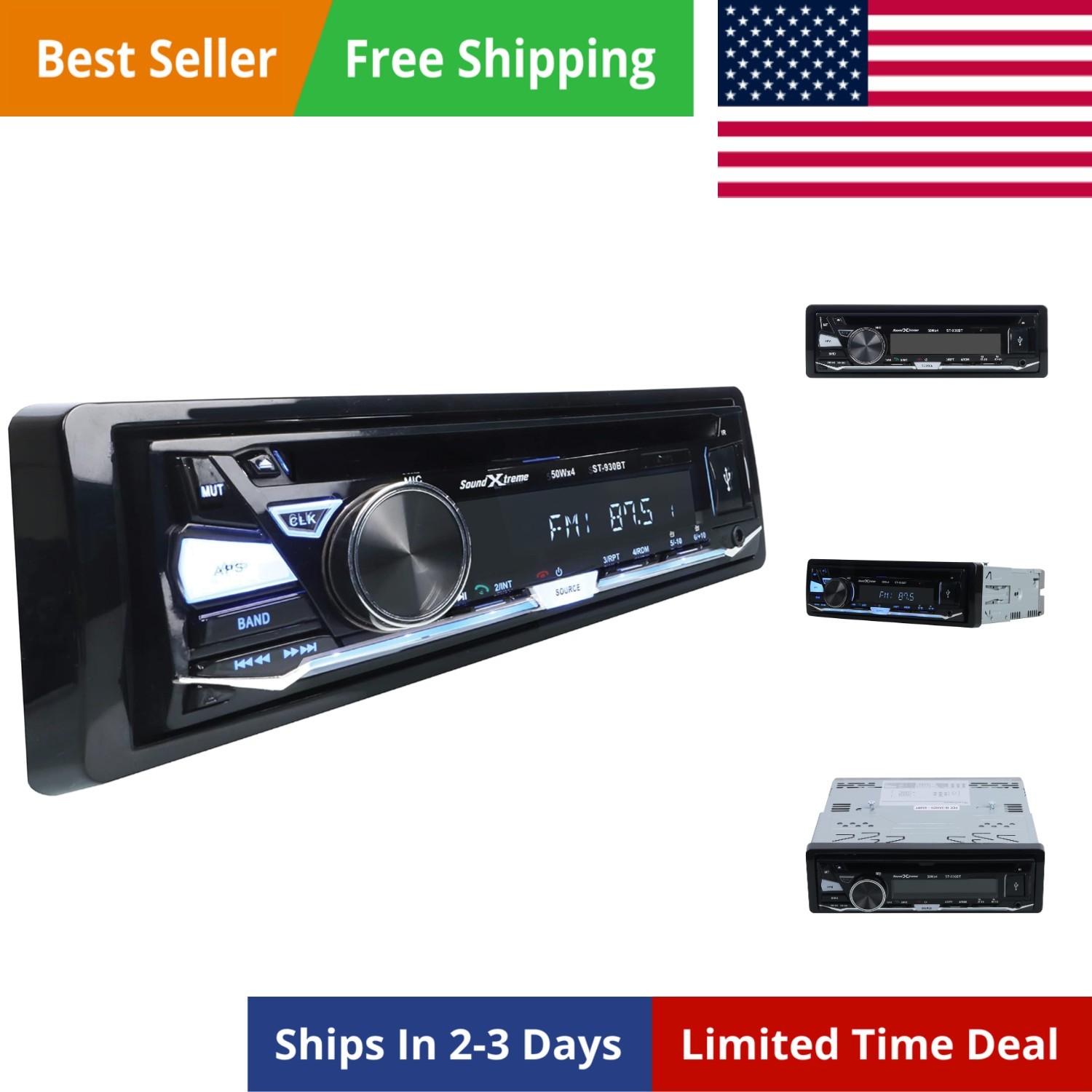 SoundXtreme ST-930BT Single-DIN CD Car Stereo Bluetooth, USB SD & Aux Input C…