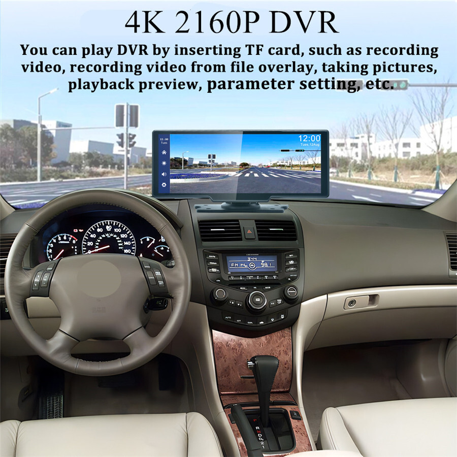 2.5D10.26in Car Dash Cam Auto Bluetooth DVR Video Recorder Dashboard APP Control