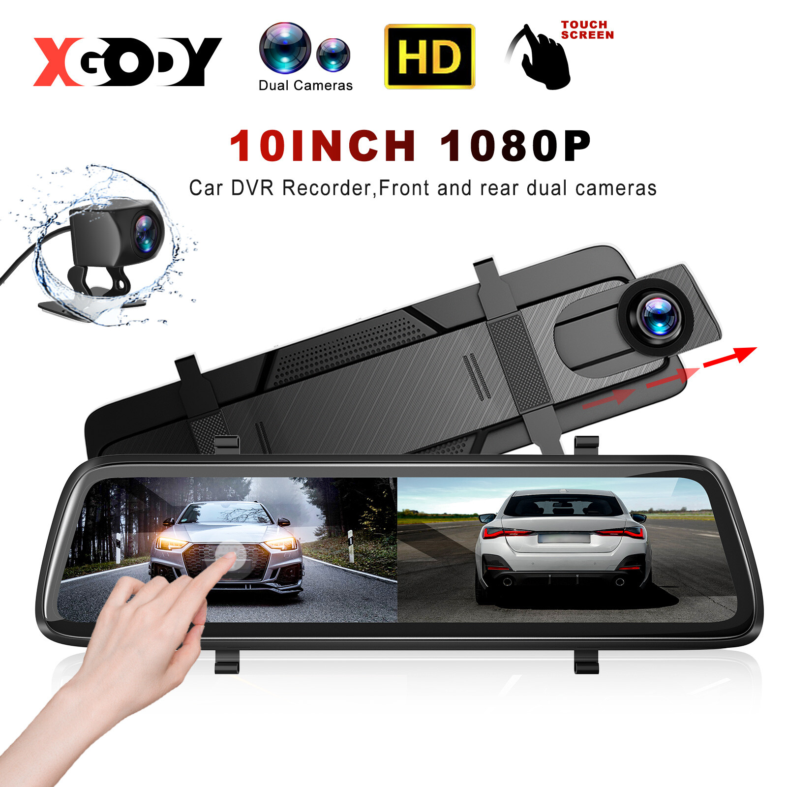 10″ Backup Camera Mirror Car Rear View Reverse Night Vision Parking System Kit