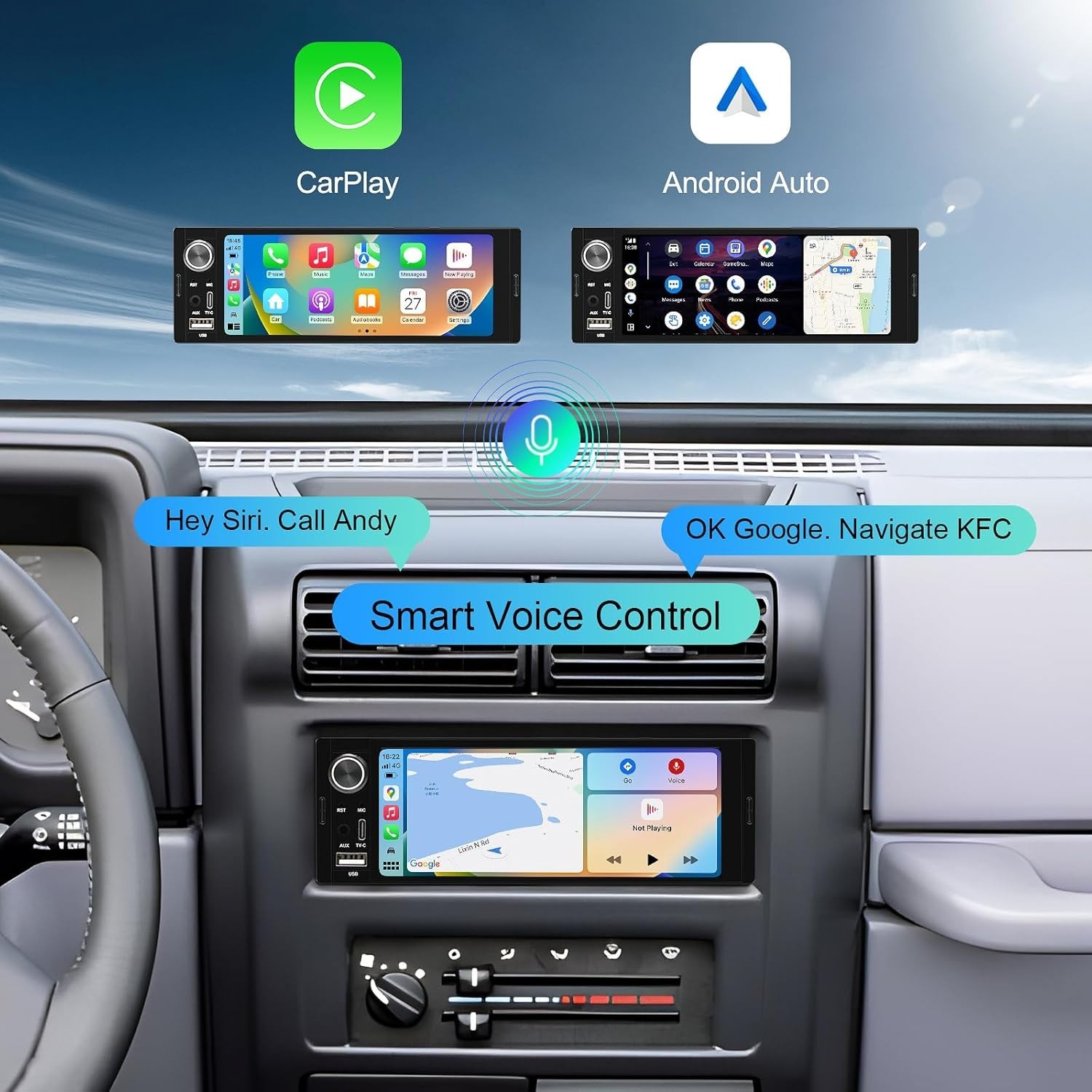 6.36-Inch Single Din Touchscreen Car Stereo – Linux System Single Din Wired/W…