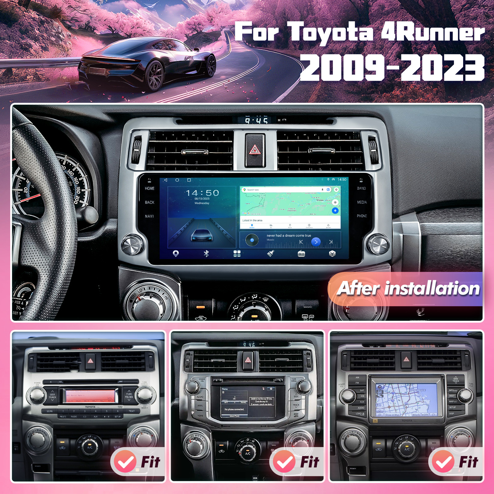 10.33″ Carplay For Toyota 4runner 2010-2019 Car Upgrades Stereo GPS Radio 4+32G