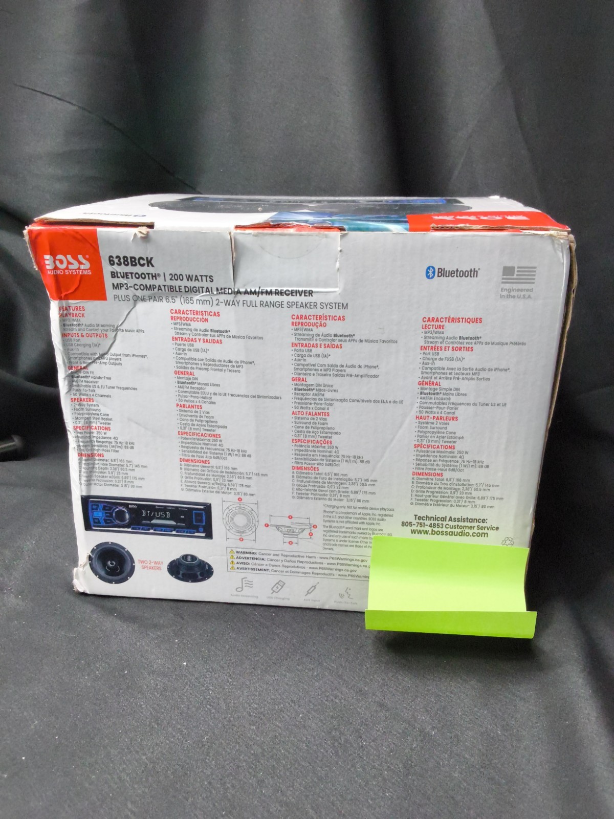 £Boss Audio 638BCK Single DIN Bluetooth Car Stereo- New /Damaged Box (G3)