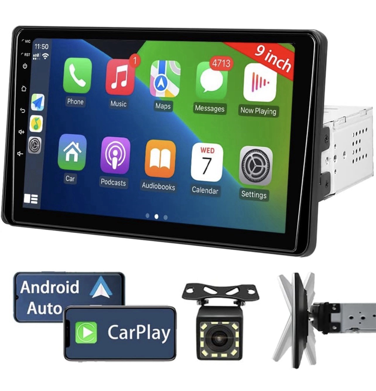 Naifay 9 Inch Car Stereo Single Din Radio Apple CarPlay & Android Auto Touchscre