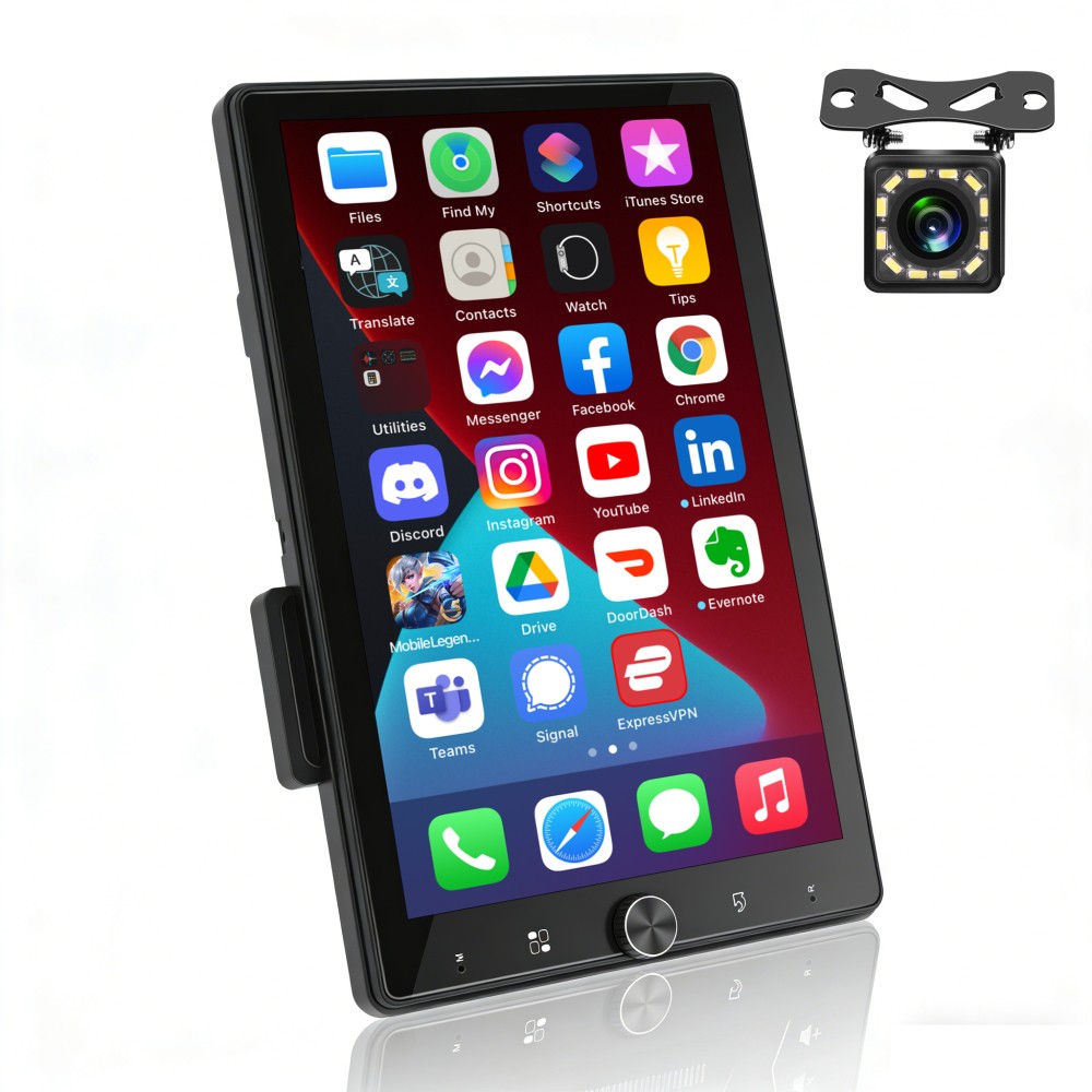 10.4″ Single 1 DIN Car Stereo Radio Apple Carplay Android Auto Vertical Screen