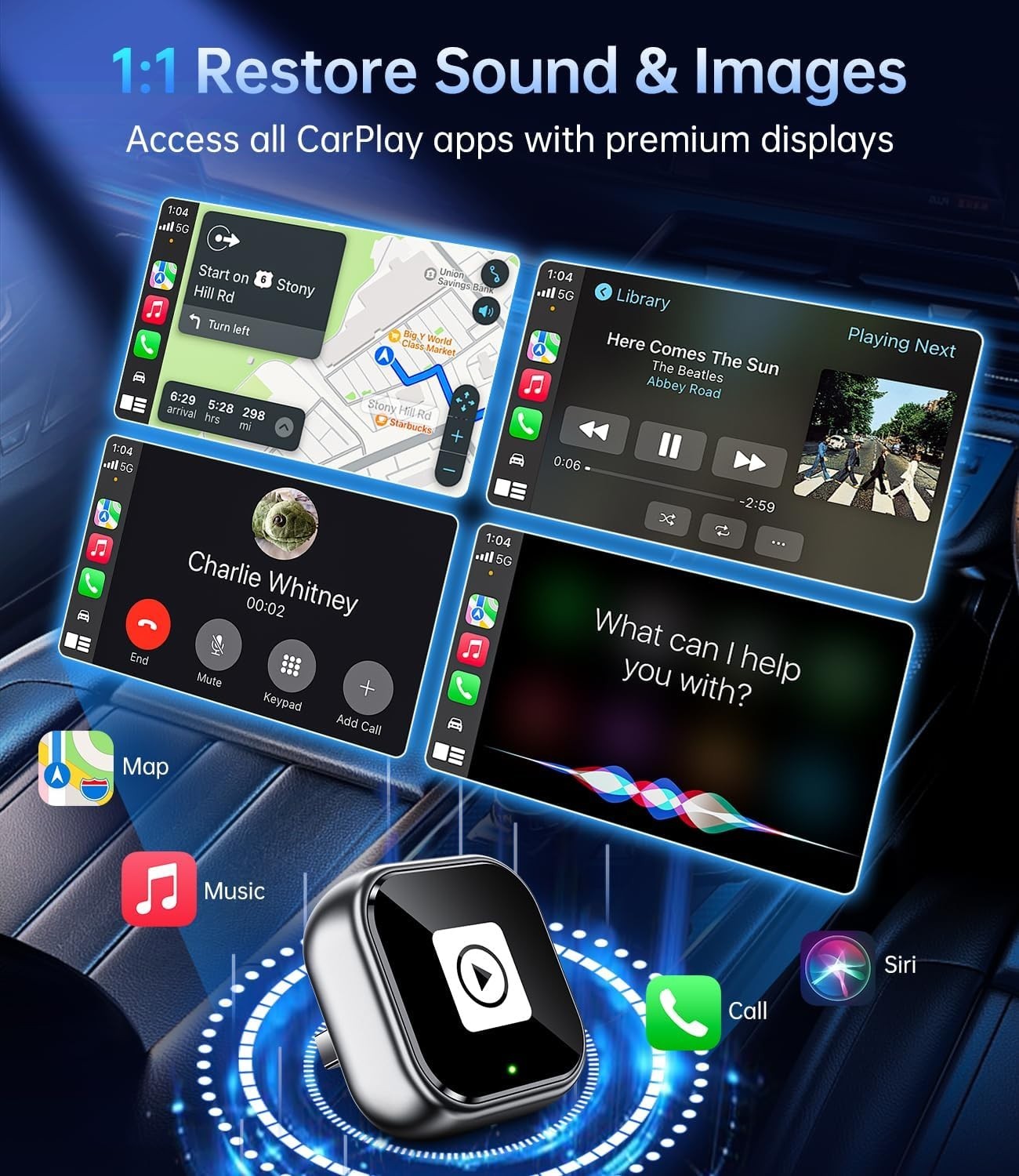 Wireless Carplay Adapter ,Wired CarPlay to Wireless,Mini USB Design for Car Play