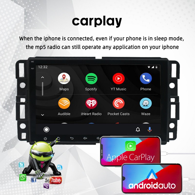 Apple CarPlay Bluetooth Eonon 8 Inch Android 10 Car Stereo Chevrolet, GMC, Buick