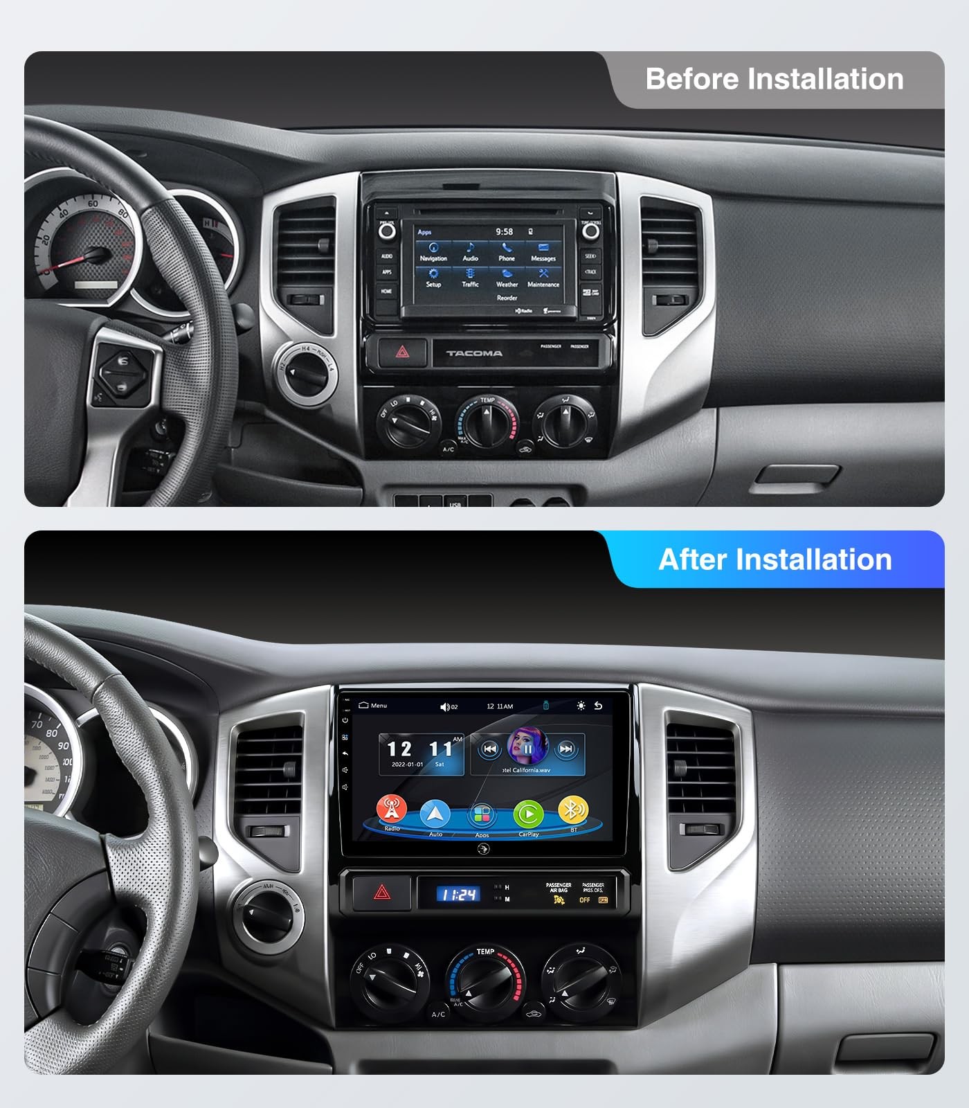 9″ Wireless Carplay & Android Auto Stereo for 2005-2011 Toyota Tacoma