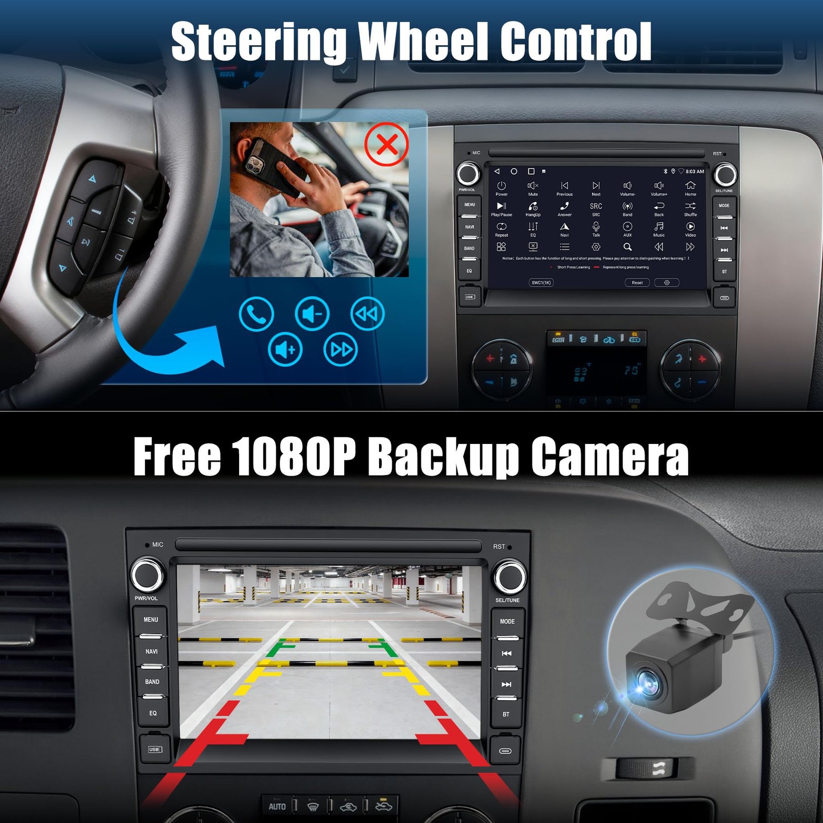 [2GB+64GB] Jimtour Car Stereo Radio Bluetooth for Chevy Silverado 2007-2013