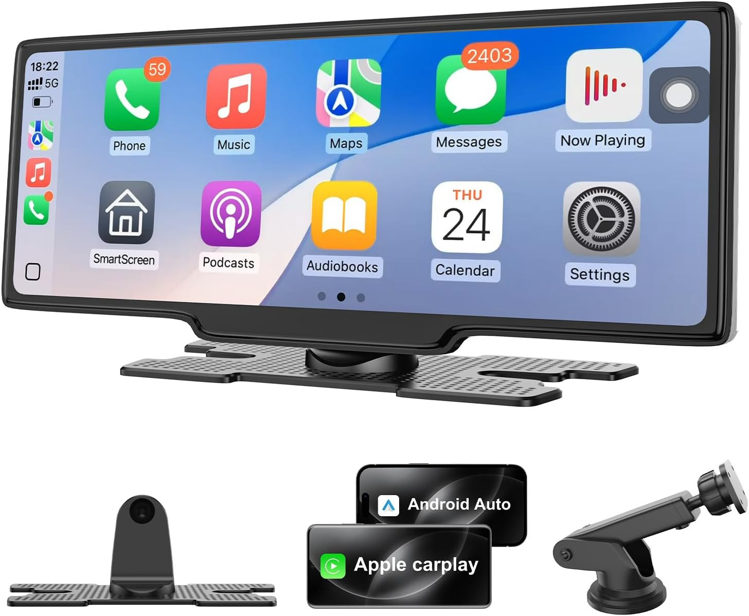 Wireless Carplay Screen for Car, 10.26″ Car Play & Android Auto Screen, Car