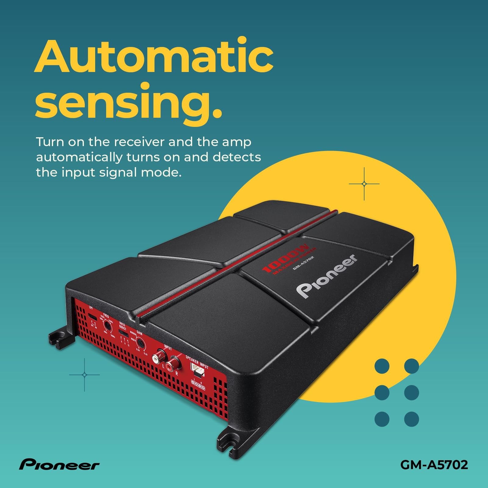 Pioneer GM-A5702 2-Channel, Class AB, 1000 W Max Power – Bridgeable Multi-Channe