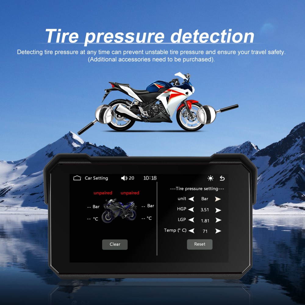 5″ Wireless CarPlay Android Auto Portable Screen Waterproof Motorcycle Navigator