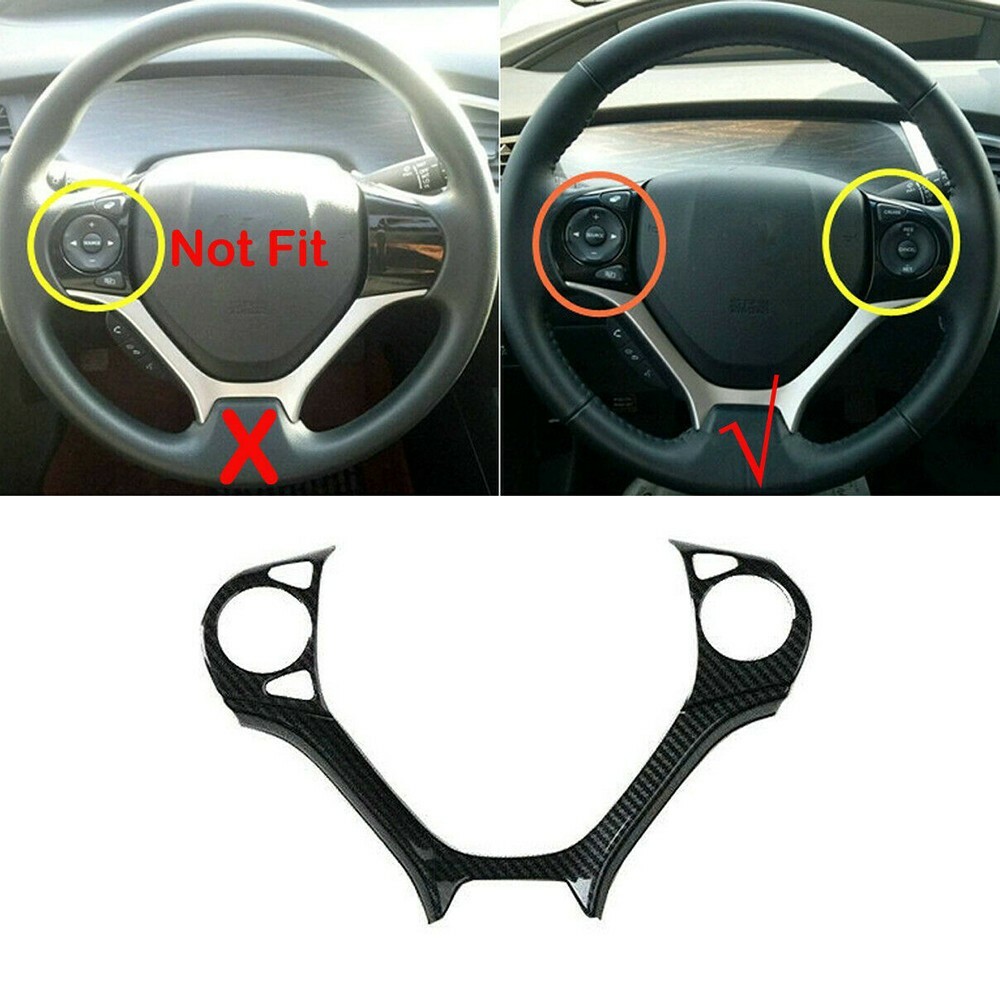 For-Honda Civic 2012-2015 1x Carbon Fiber Style Steering Wheel Frame Cover/Trim