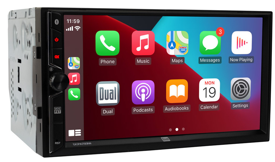 Dual DCPA723W 7” Double-DIN Touchscreen Receiver + License Plate Camera