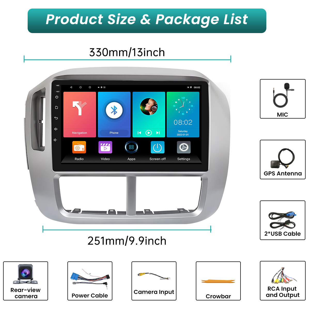 1280*800 Stereo Radio GPS For Honda Pilot 2006-2008 Android Auto Carplay Car 32G