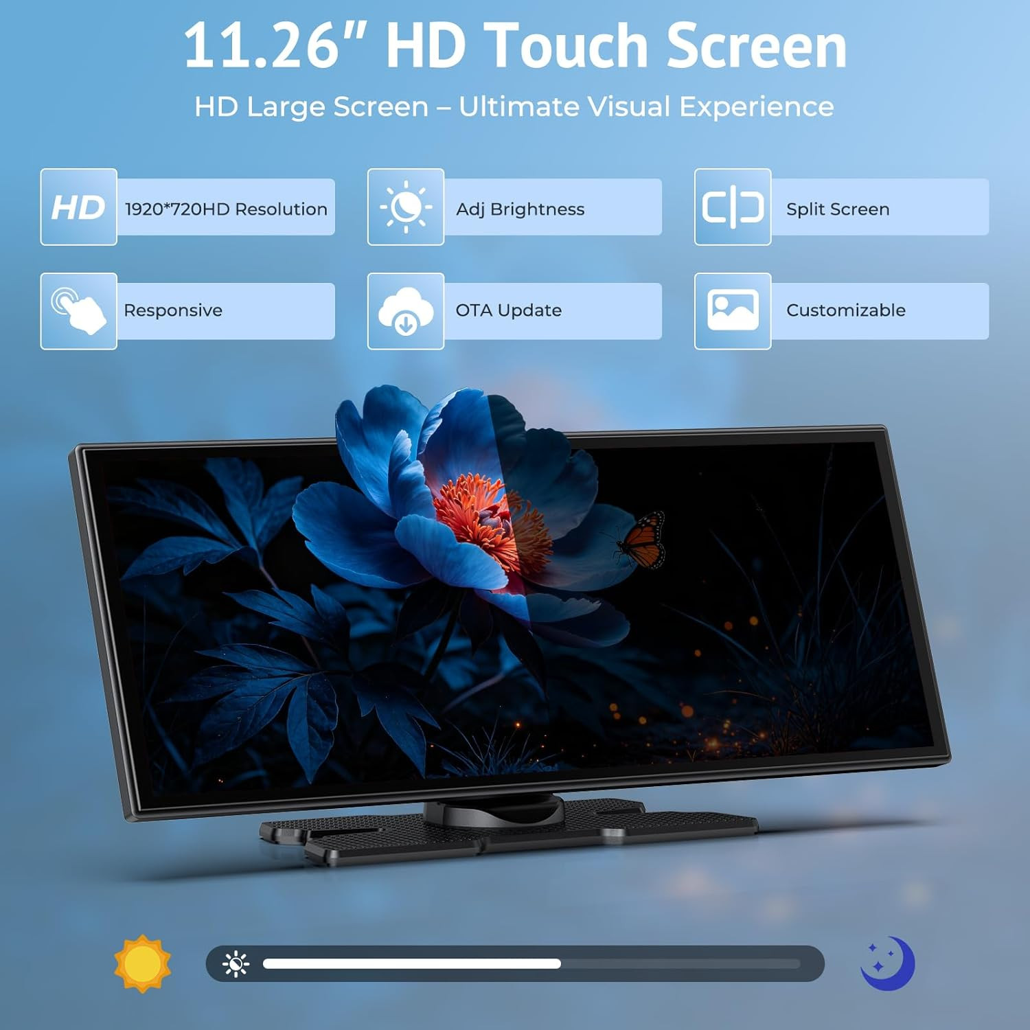 11.26″ Carplay Screen for Car, Built-In N-Etflix/Youtube/Tiktok, Car Stereo for