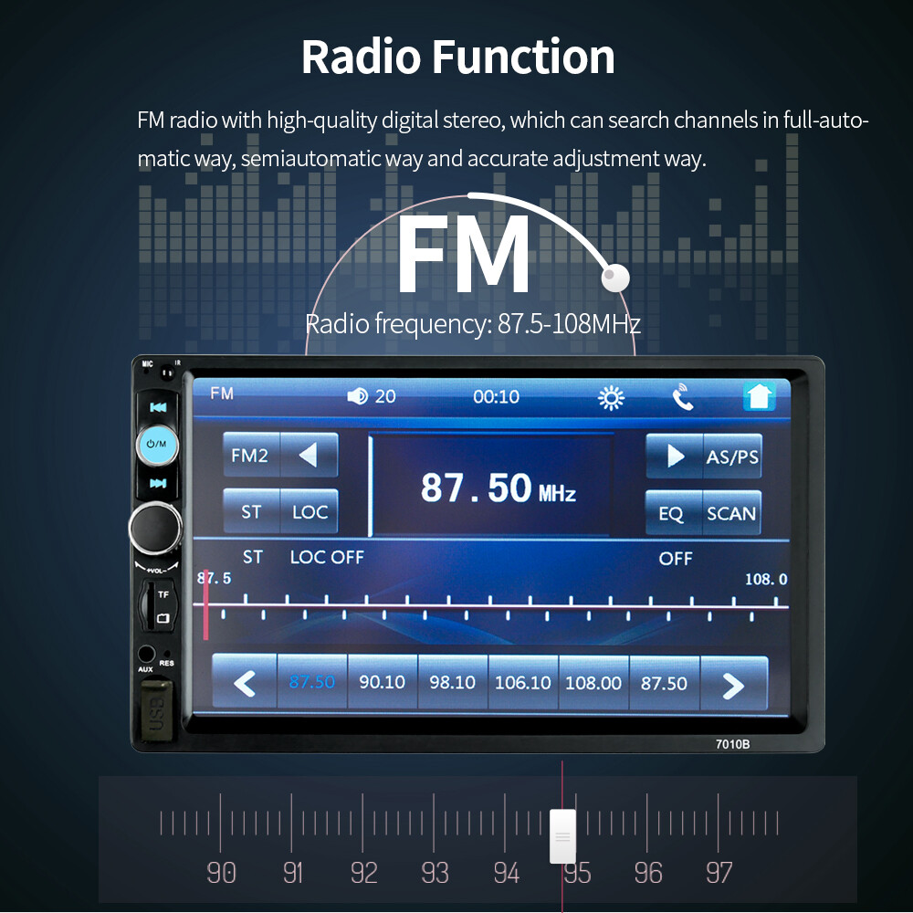 Car MP5 Player 7″ Double 2DIN Bluetooth Touch Screen Stereo Radio USB AUX Camera