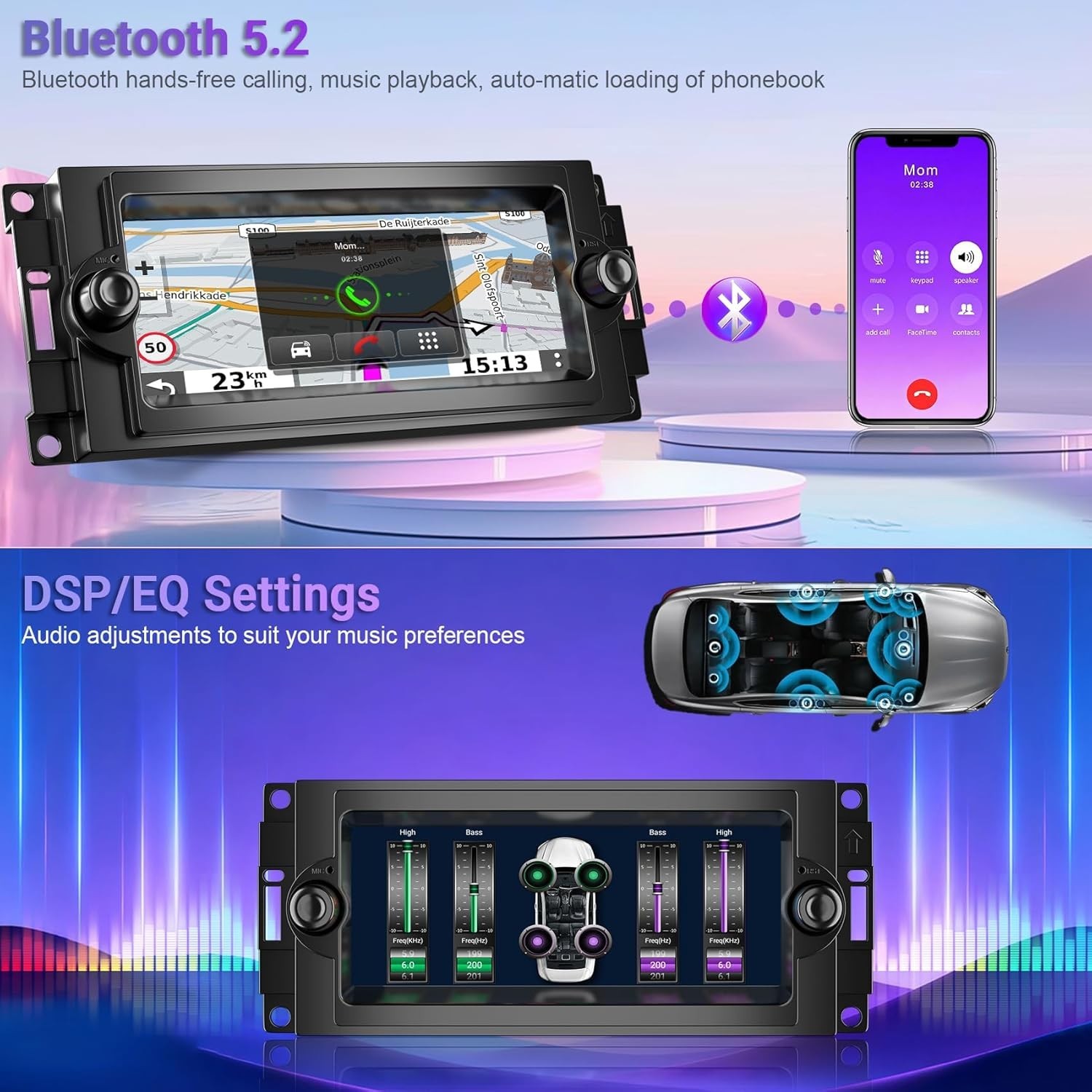 6.8″ 8Core 4+128G Android Auto Carplay for Dodge RAM Jeep Chrysler 300 2005-2009