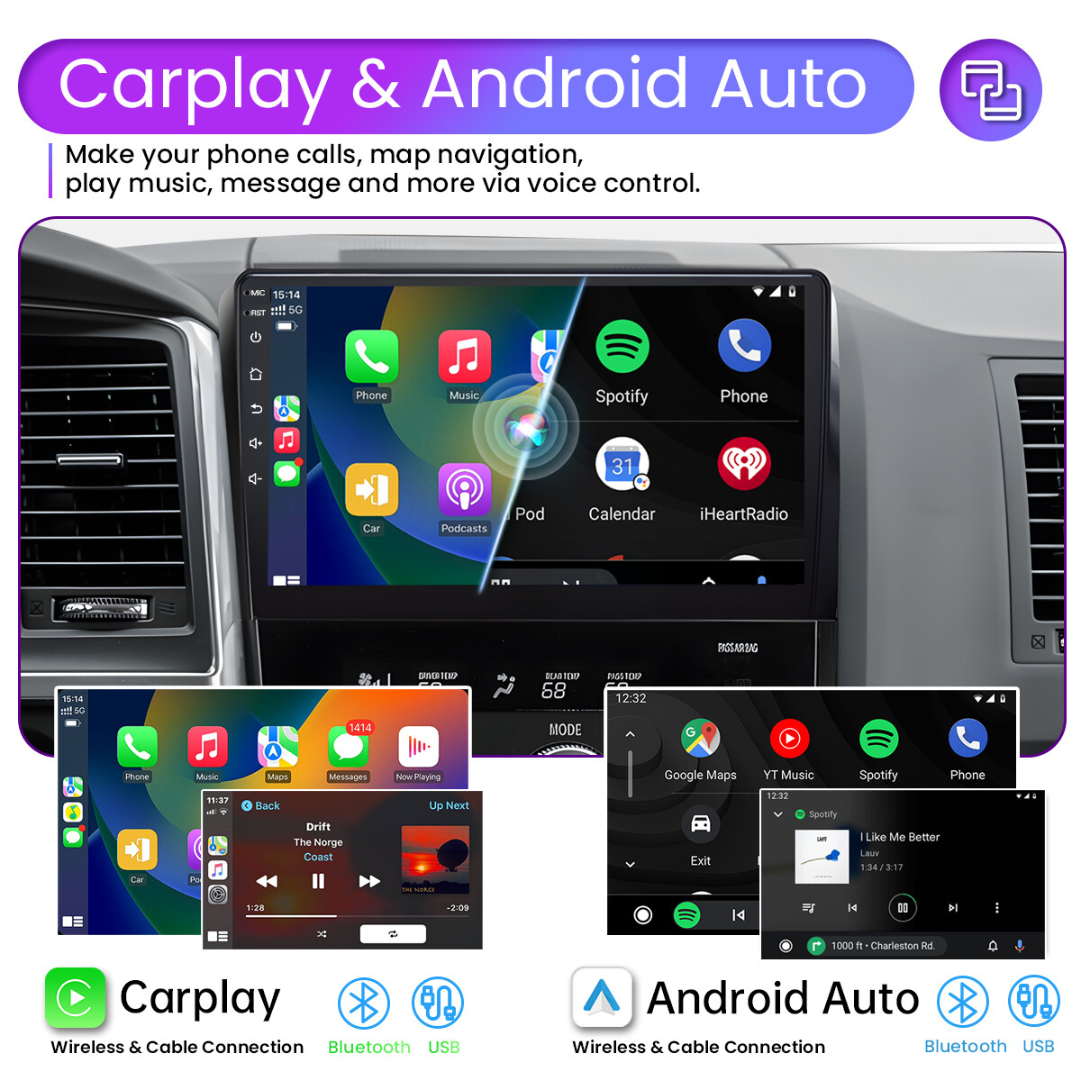 Car Radio MP5 Stereo Apple Carplay For Toyota Tundra Sequoia Navi Backup Camera