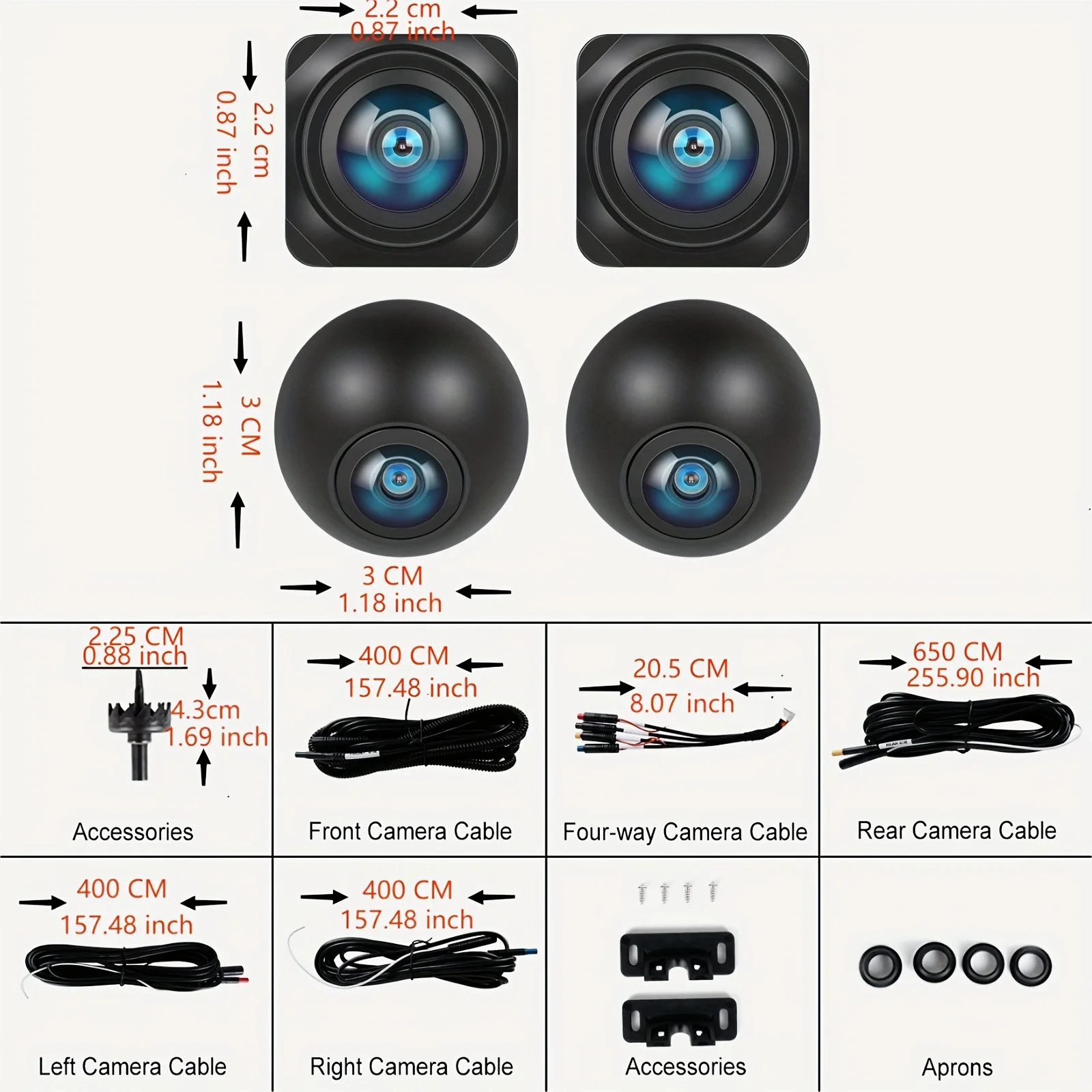 360° Panoramic Night Vision Camera,AHD720P/1080P, Compatible Android Car Radios