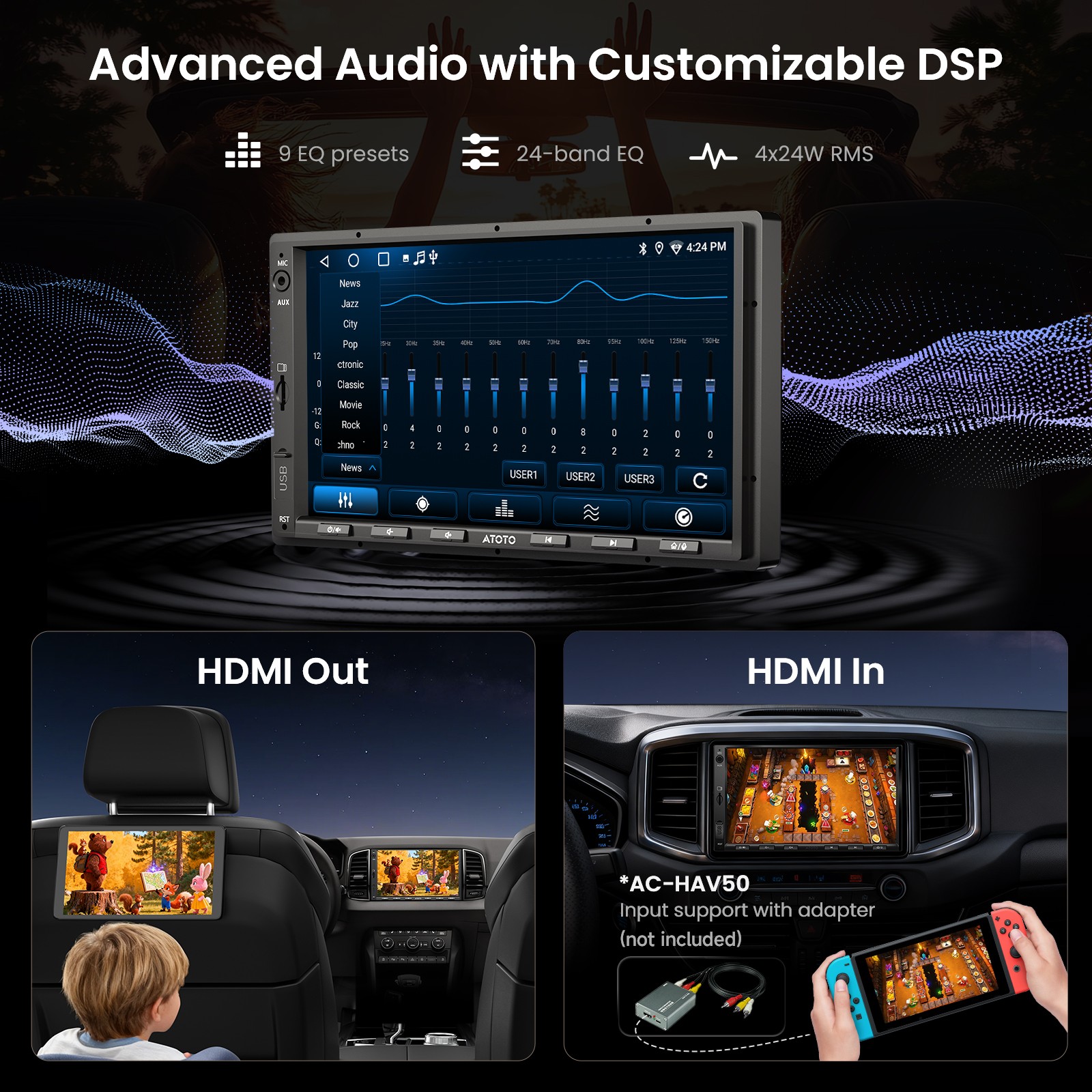 ATOTO 7″ A6PF 2DIN Car Stereo GPS Track Navi Radio Wireless Android Auto CarPlay