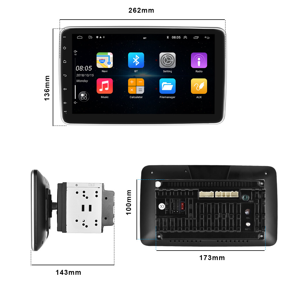 10.1in 2DIN Car Touch Screen Stereo Radio GPS Wifi Player BT Android 15 Camera