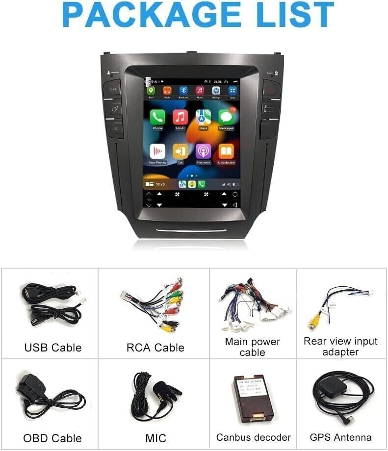 10.4″ Android Carplay Car Stereo Radio GPS Navi 2+32GB For 06-12 Lexus IS250/350