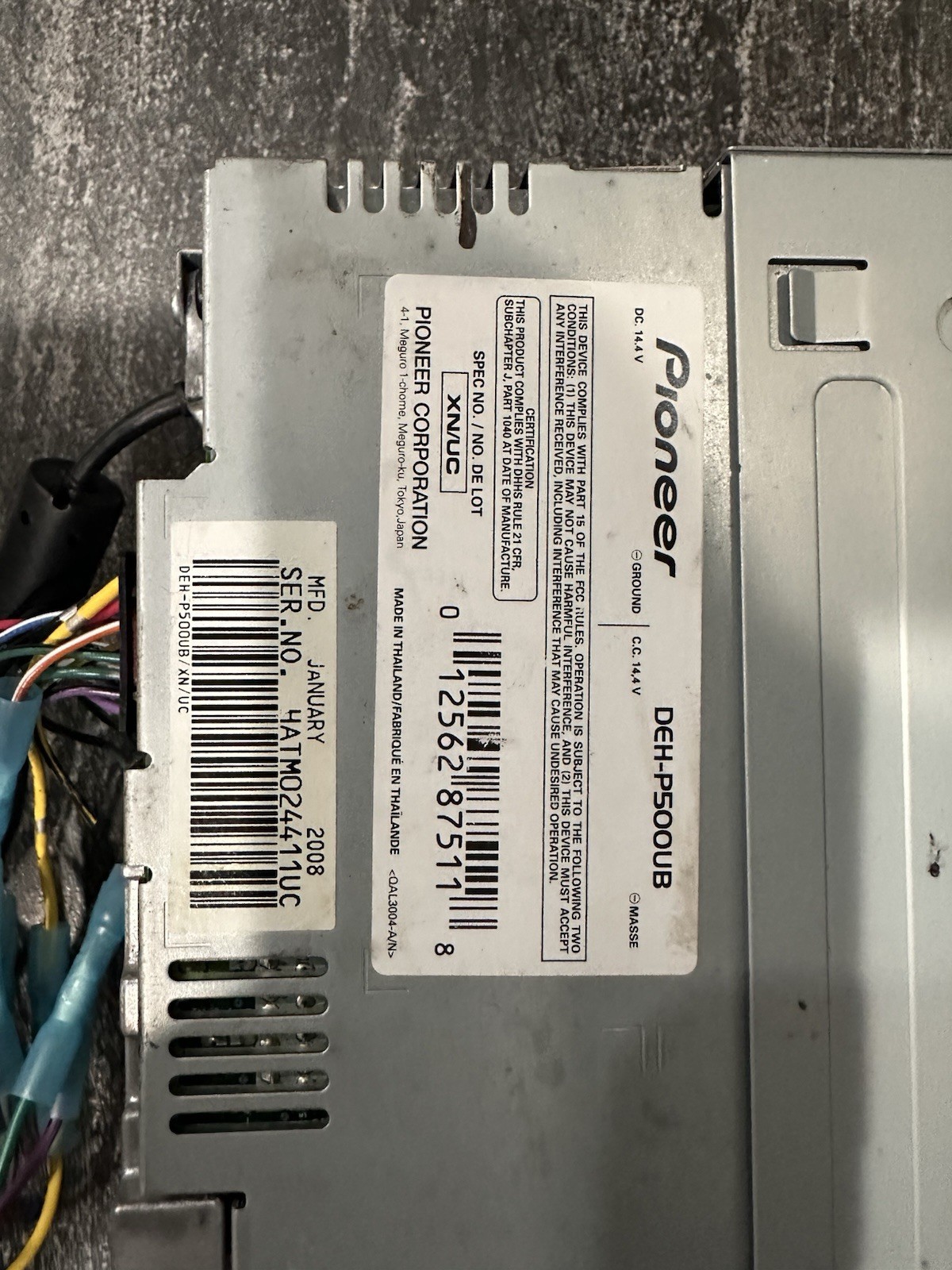 Old School Pioneer Premier DEH-P500UB Tested Working w/ Harness & AUX