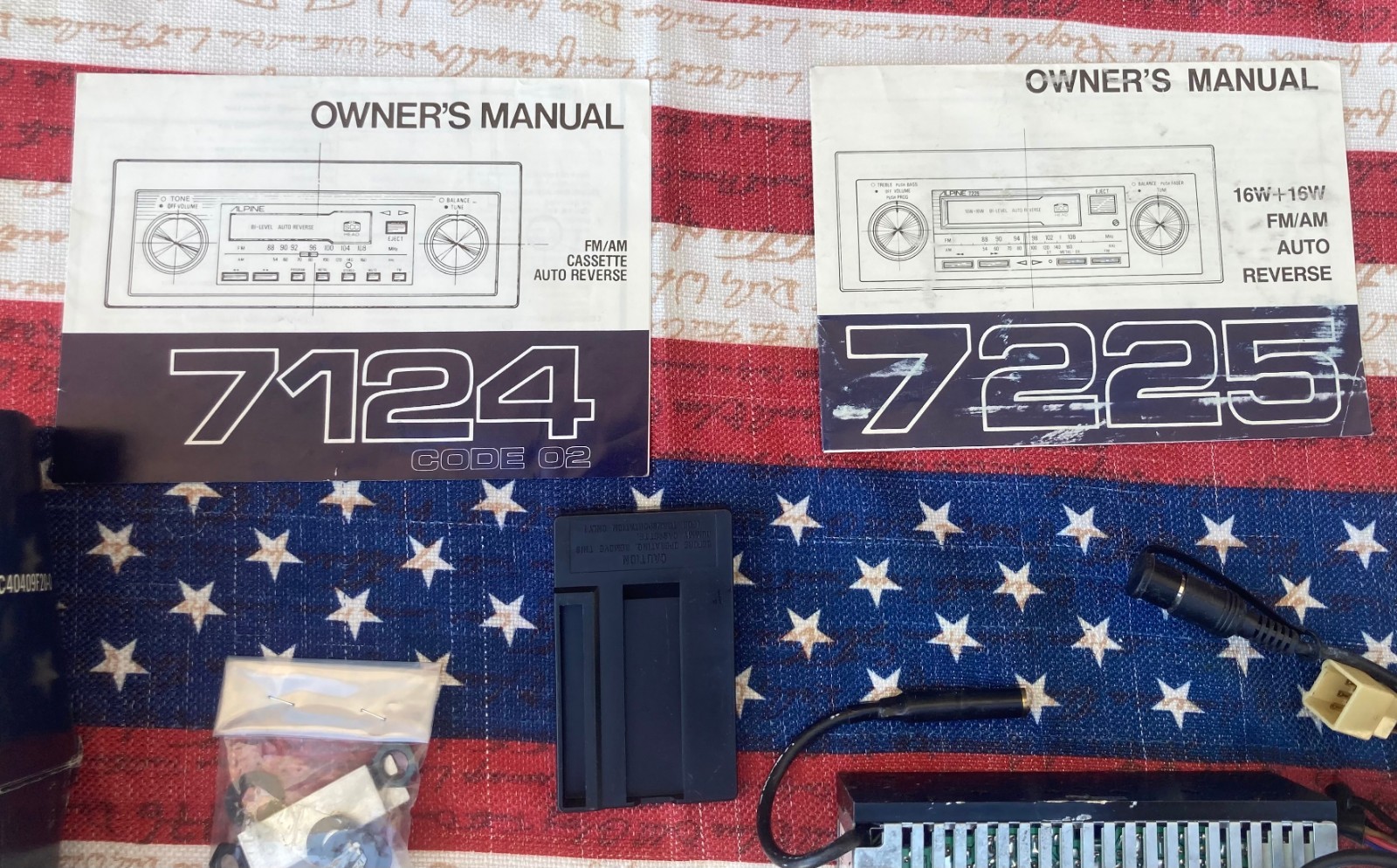 RARE! ALPINE 7225 OLD SCHOOL VINTAGE CAR STEREO CASSETTE TAPE MOUNTING HW MANUAL