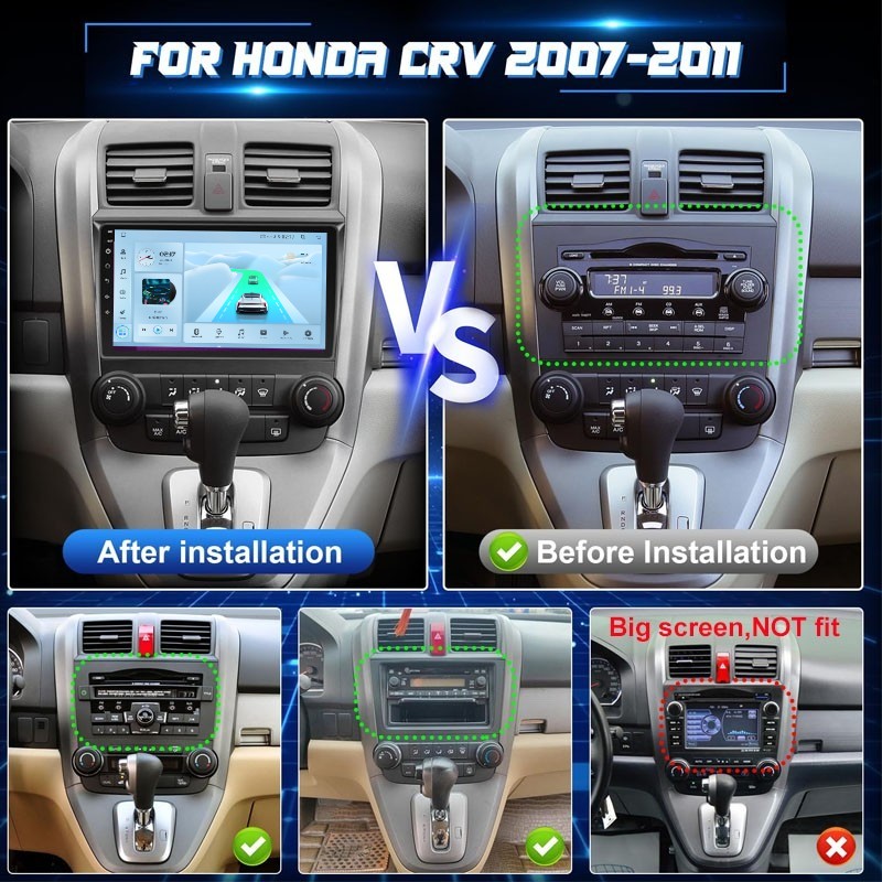 Car Stereo For Honda CRV 2007-2011 Carplay Android 14 Radio GPS Navi 4G+32G